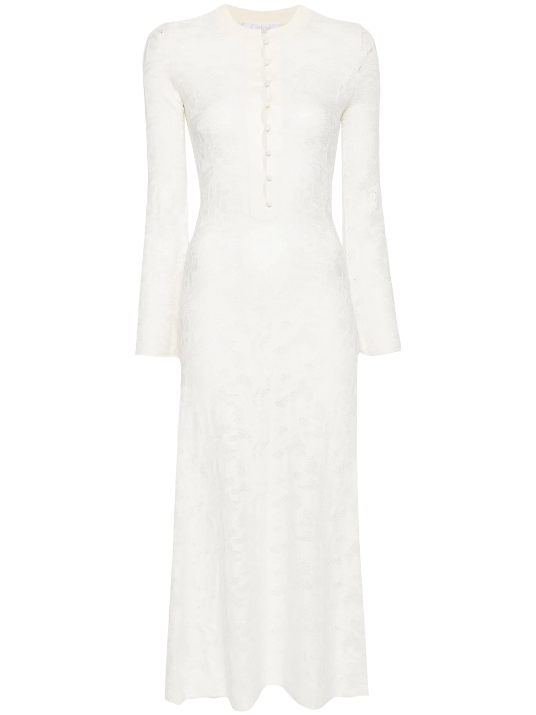 pointelle-knit midi dress