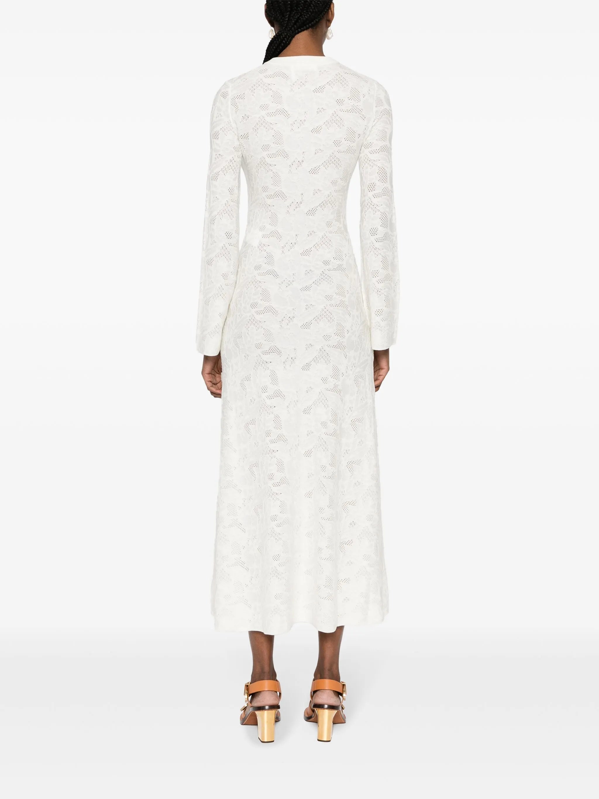 pointelle-knit midi dress