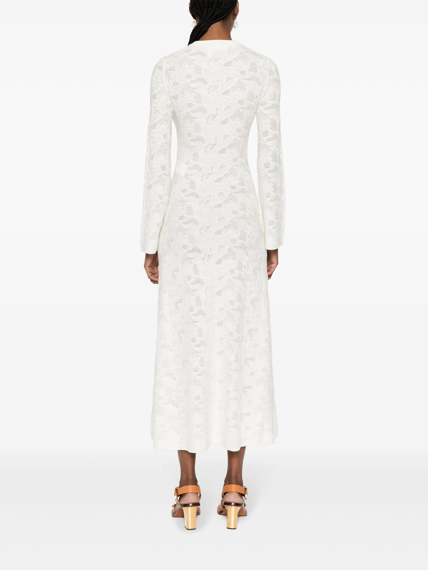 pointelle-knit midi dress