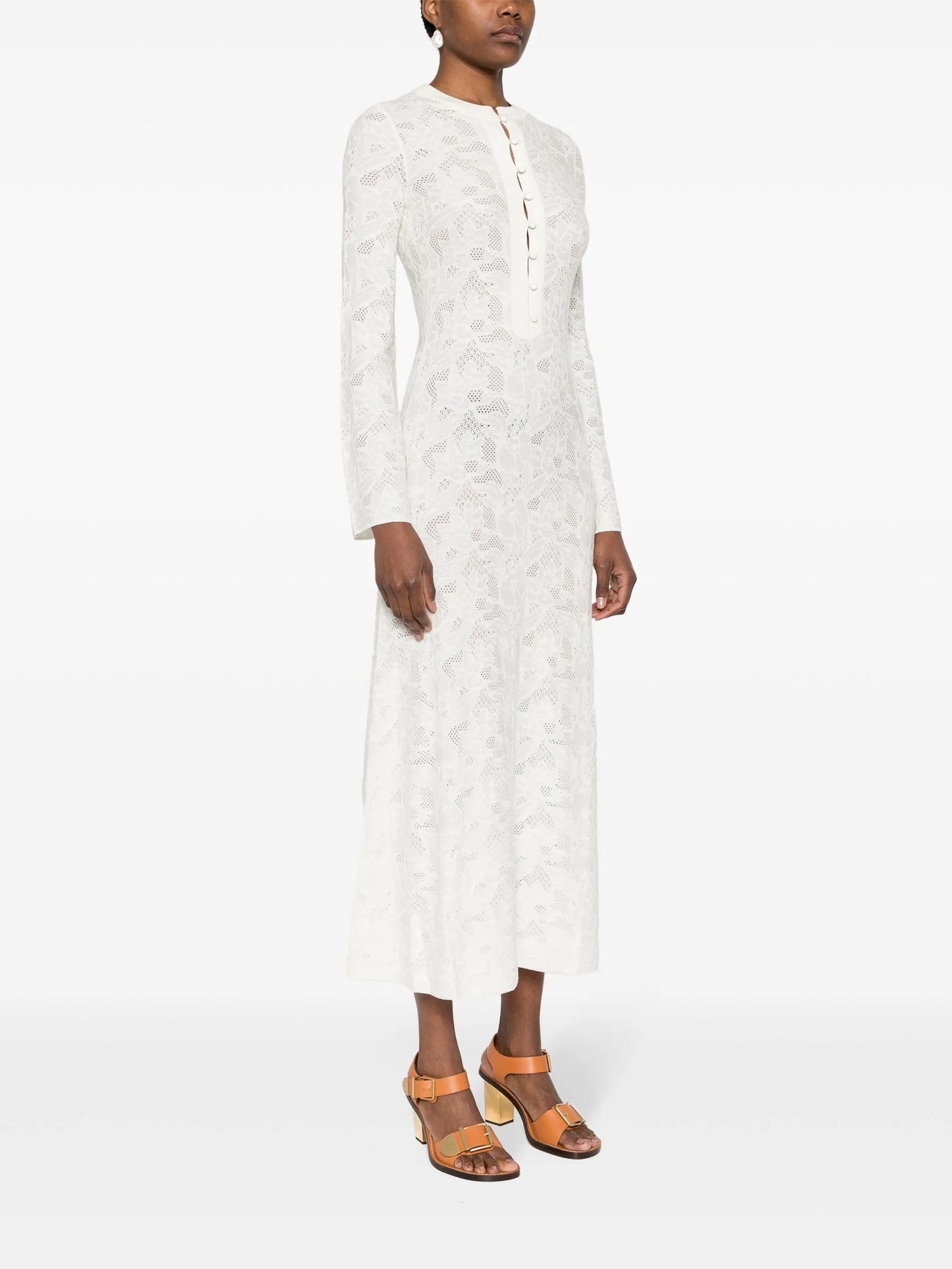pointelle-knit midi dress