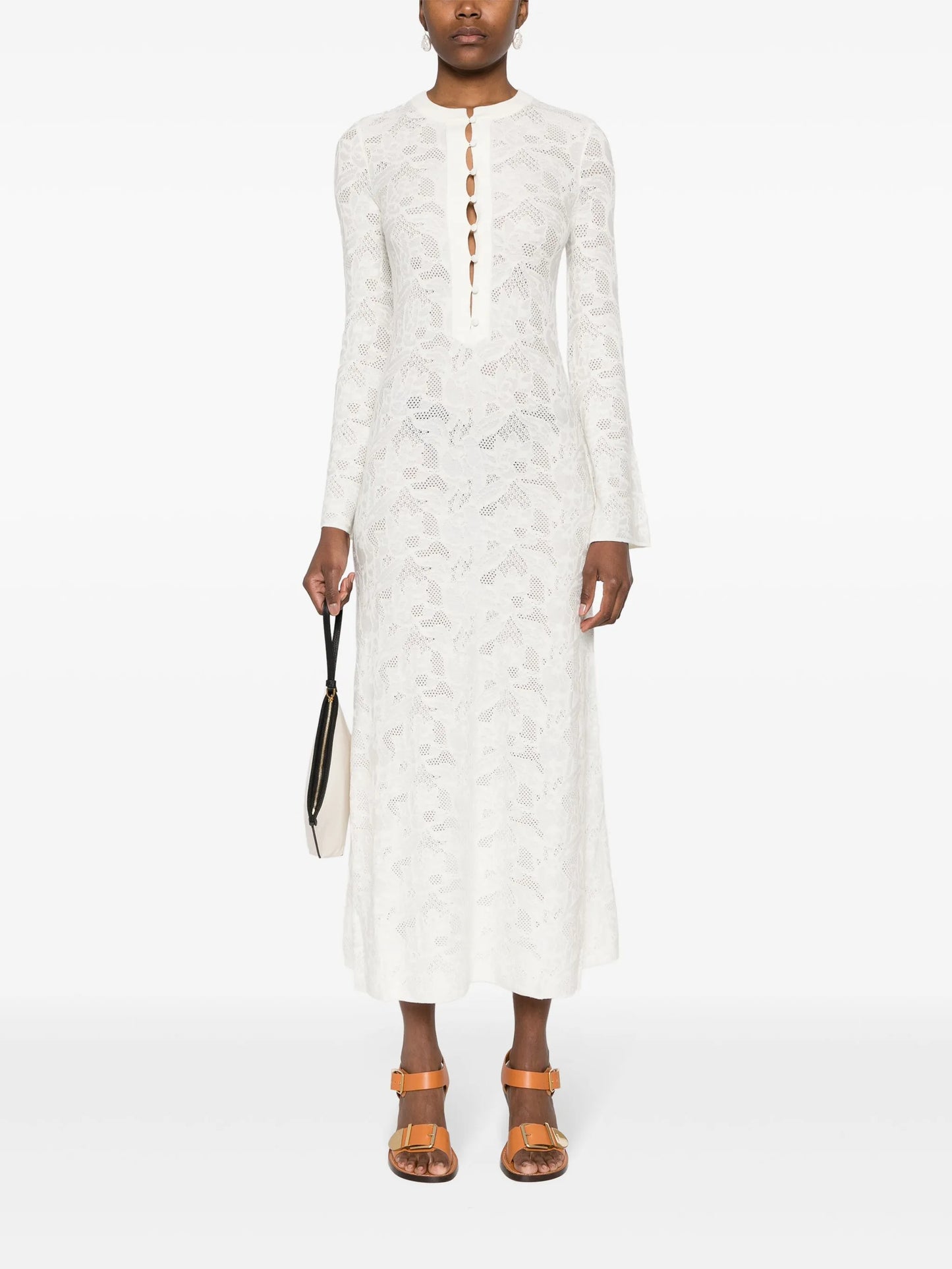 pointelle-knit midi dress