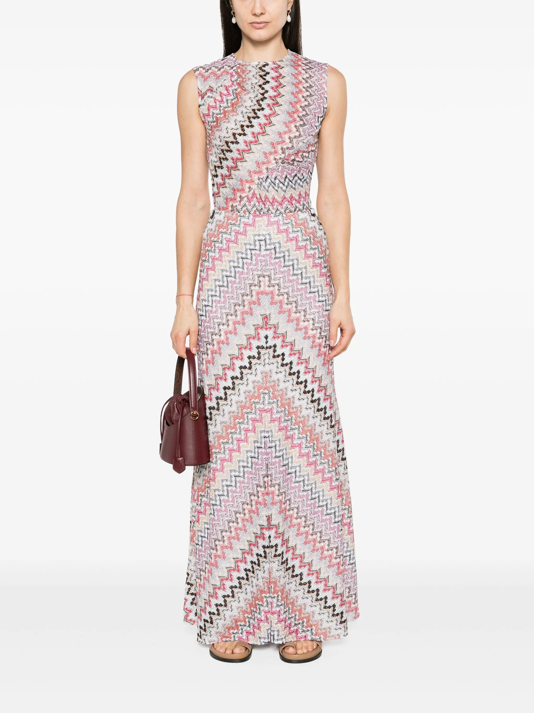 zigzag-woven long-length skirt