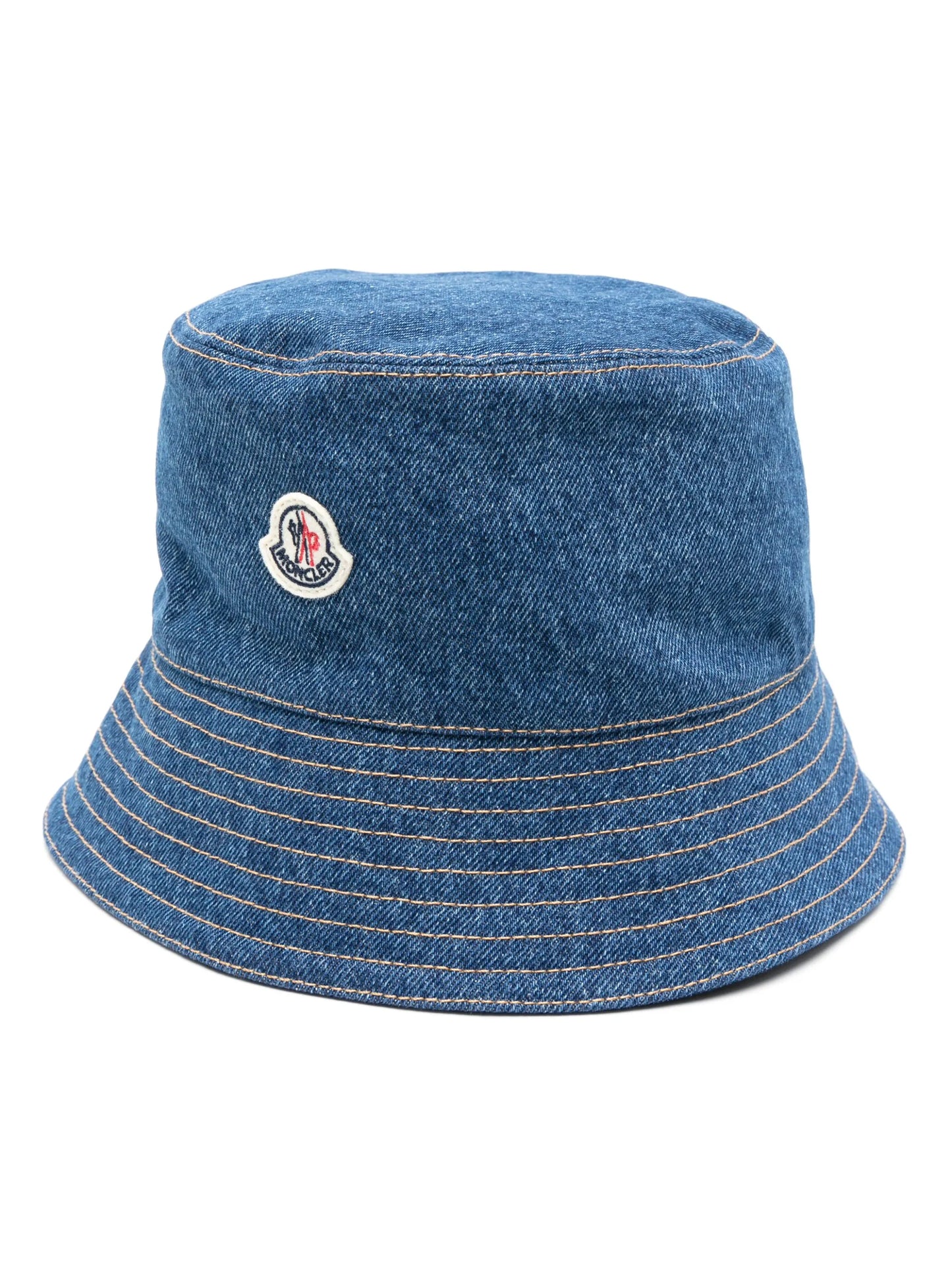 logo-patch denim bucket hat