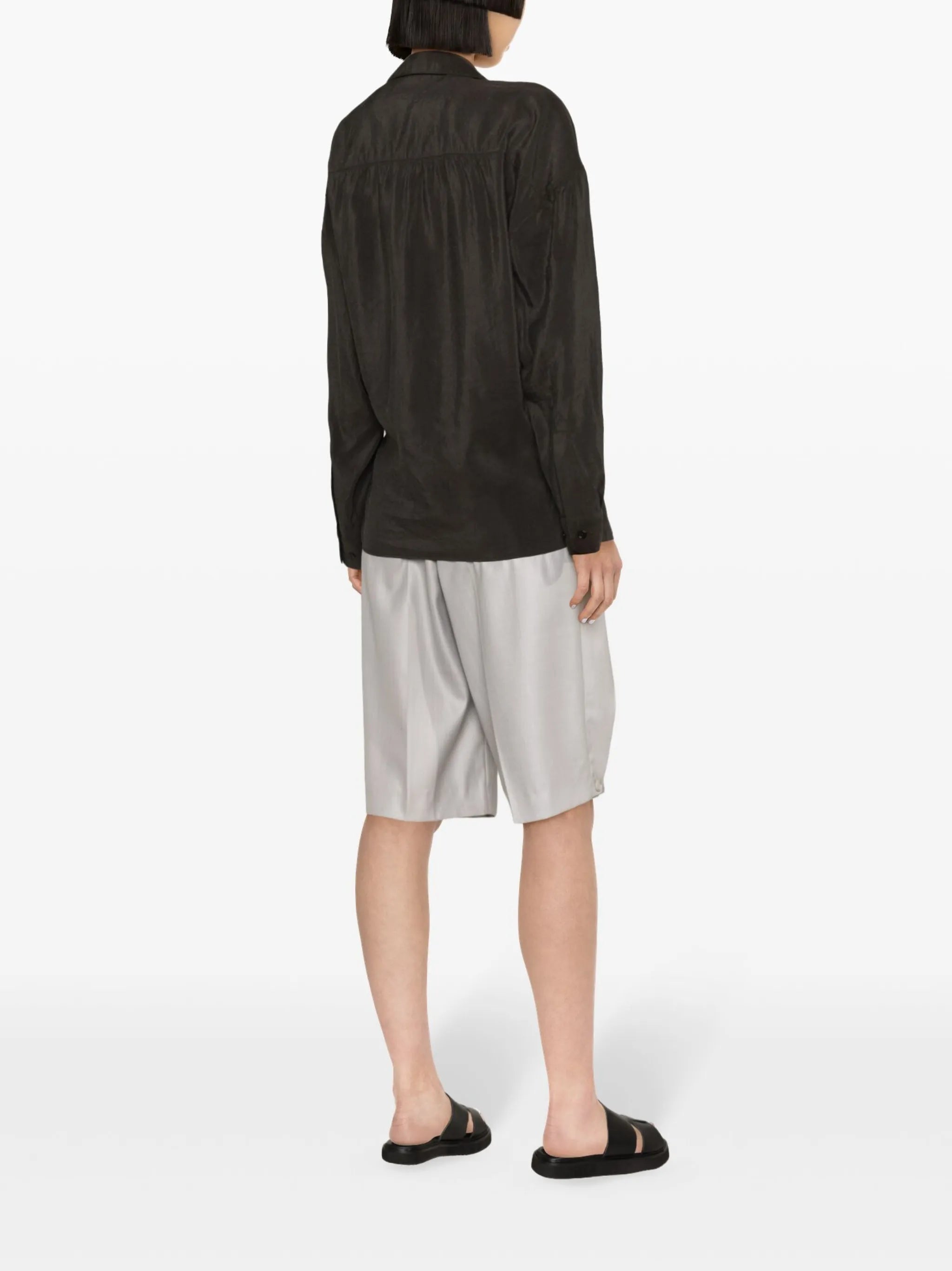straight-collar twisted shirt