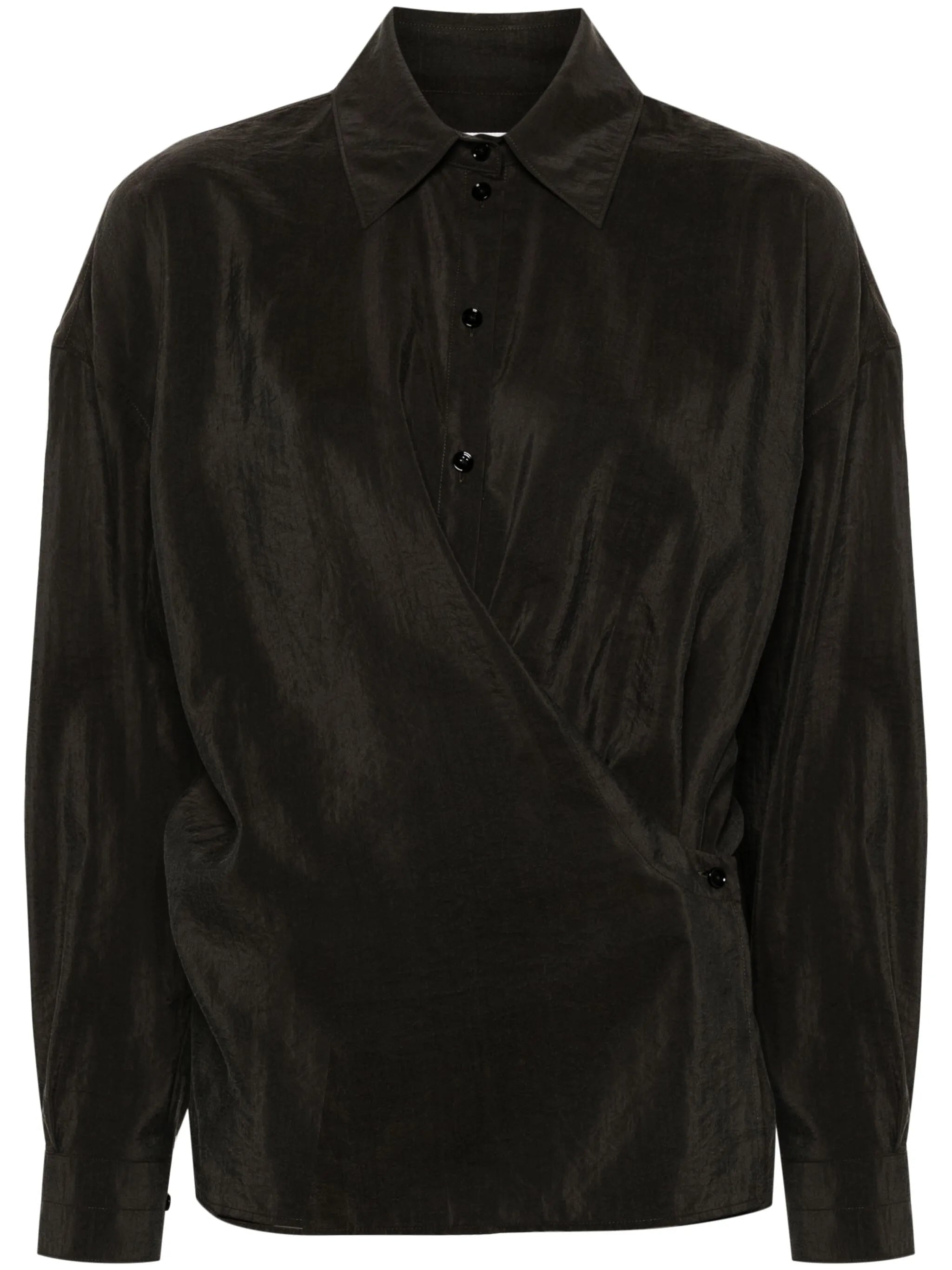 straight-collar twisted shirt
