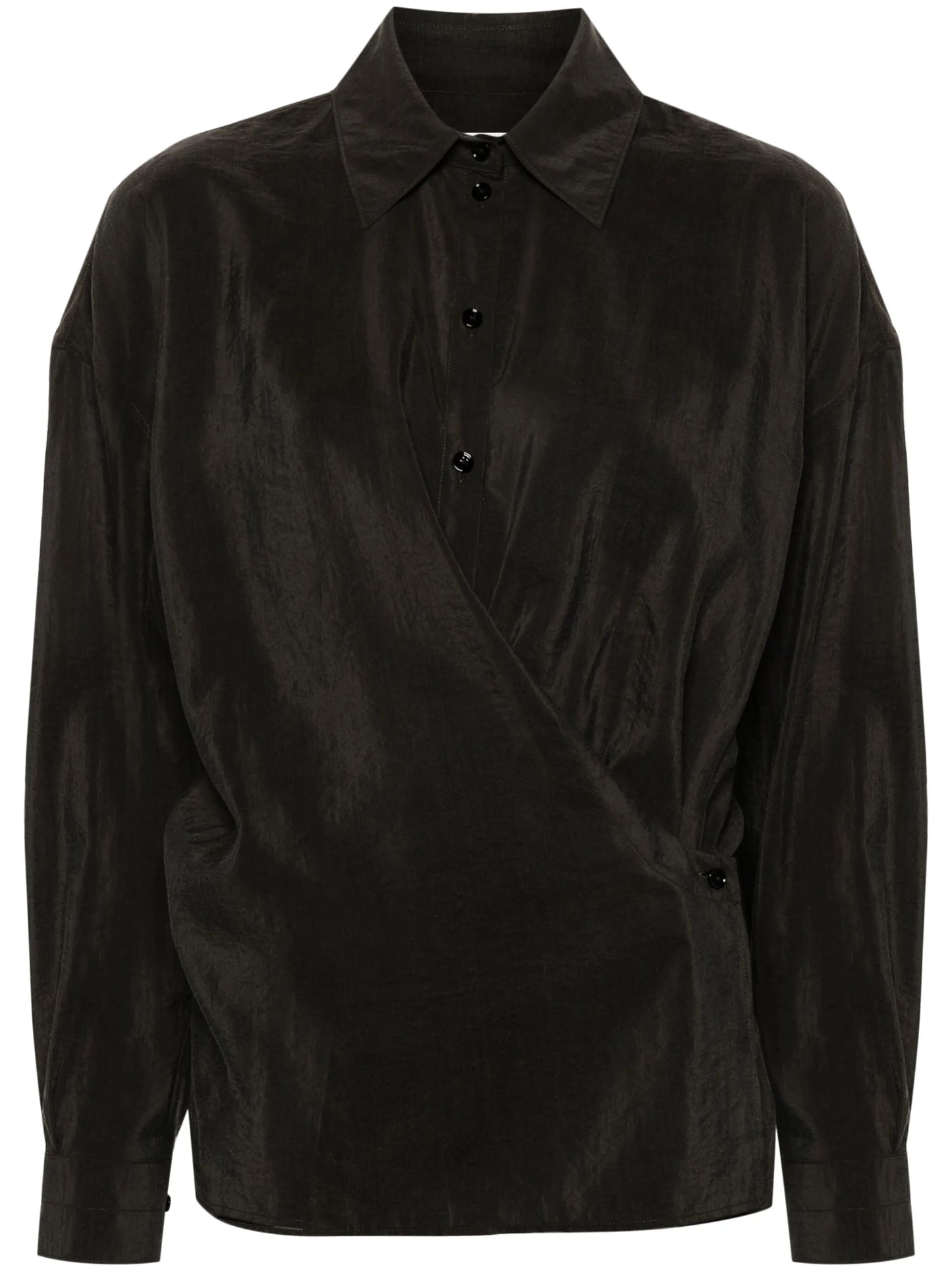 straight-collar twisted shirt