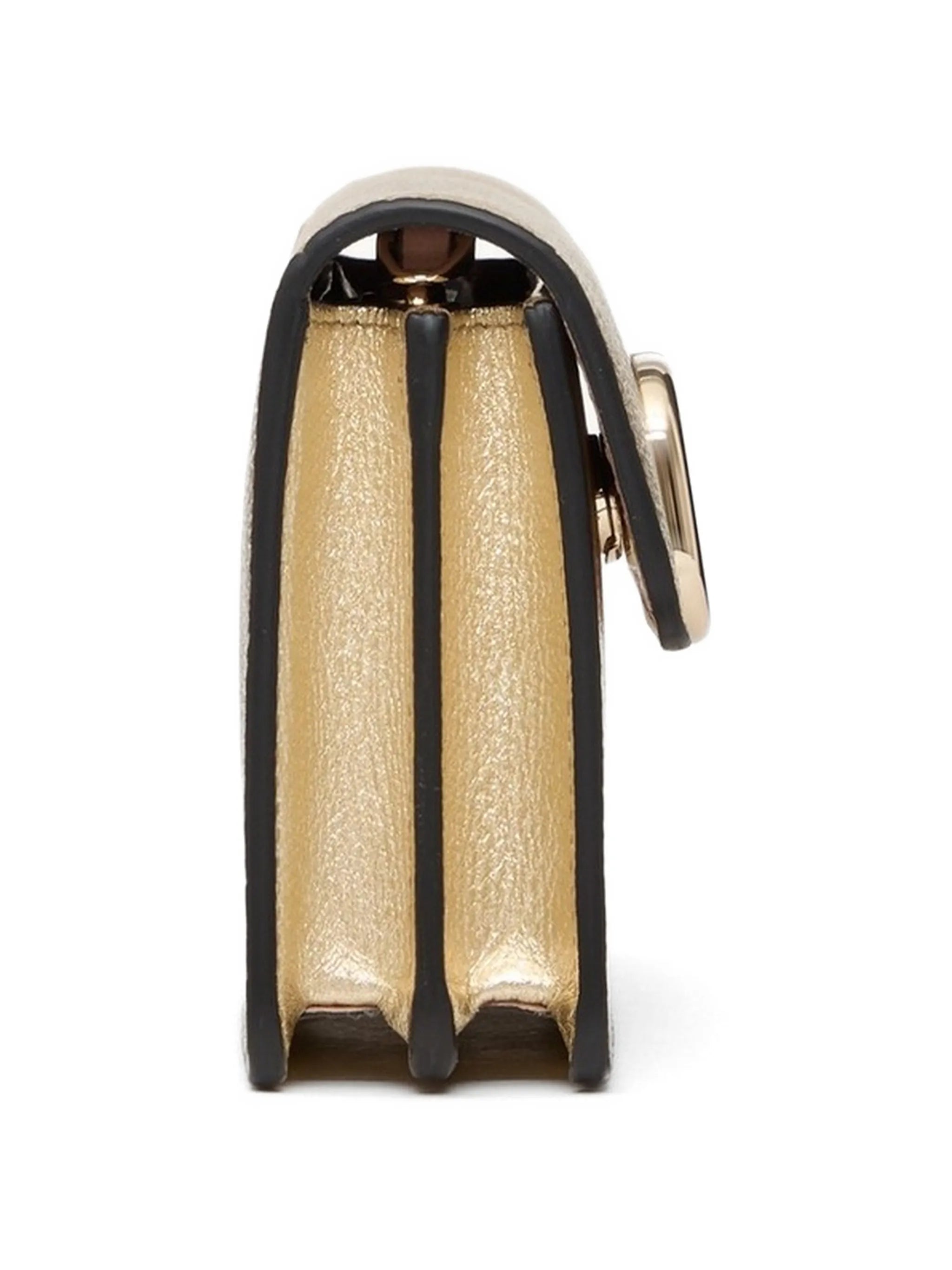 Vlogo Signature metallic grainy-calfskin wallet with chain