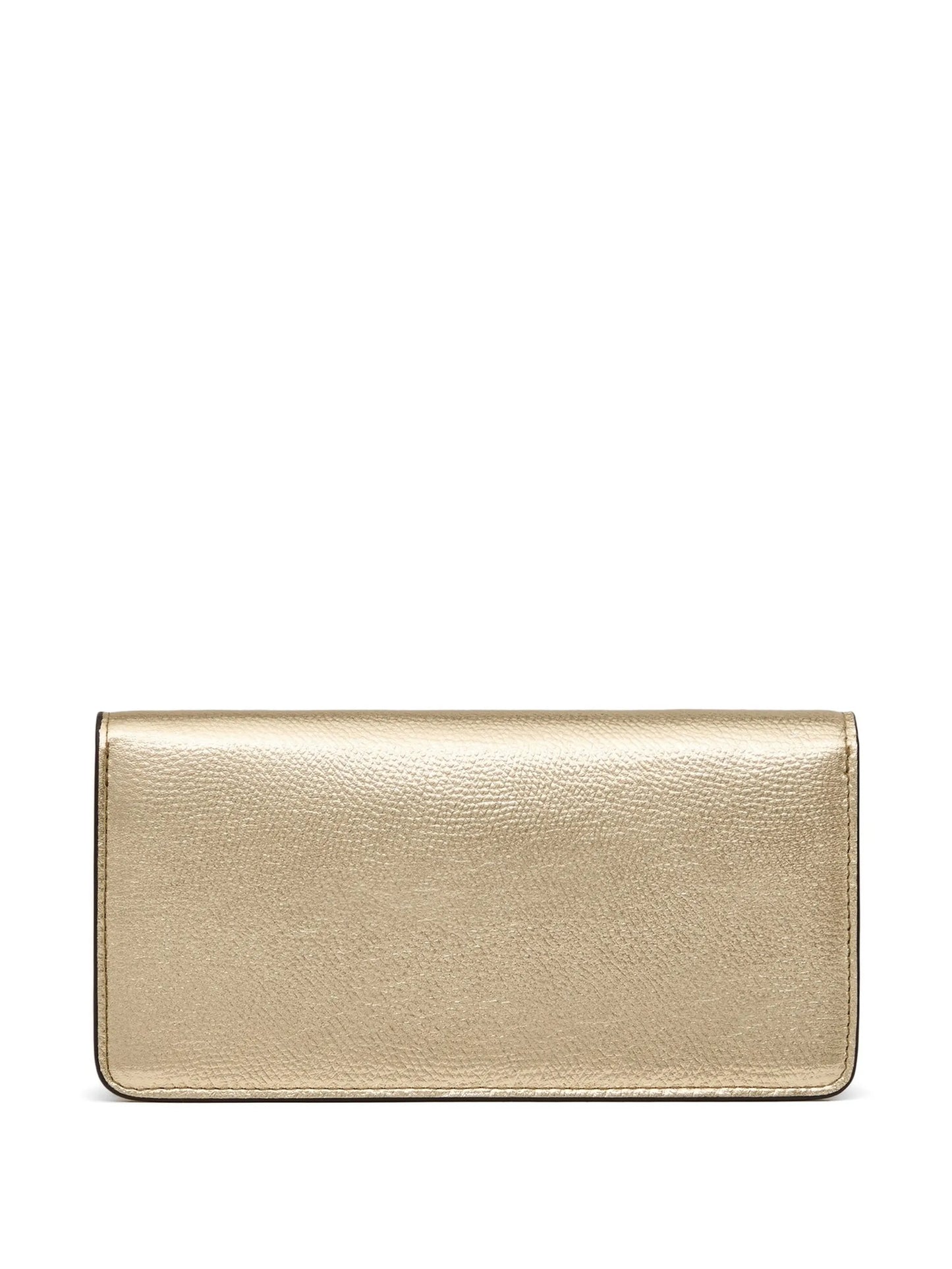 Vlogo Signature metallic grainy-calfskin wallet with chain