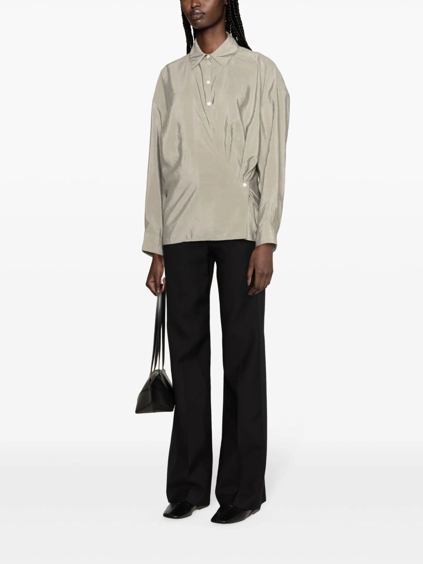 straight-collar twisted shirt