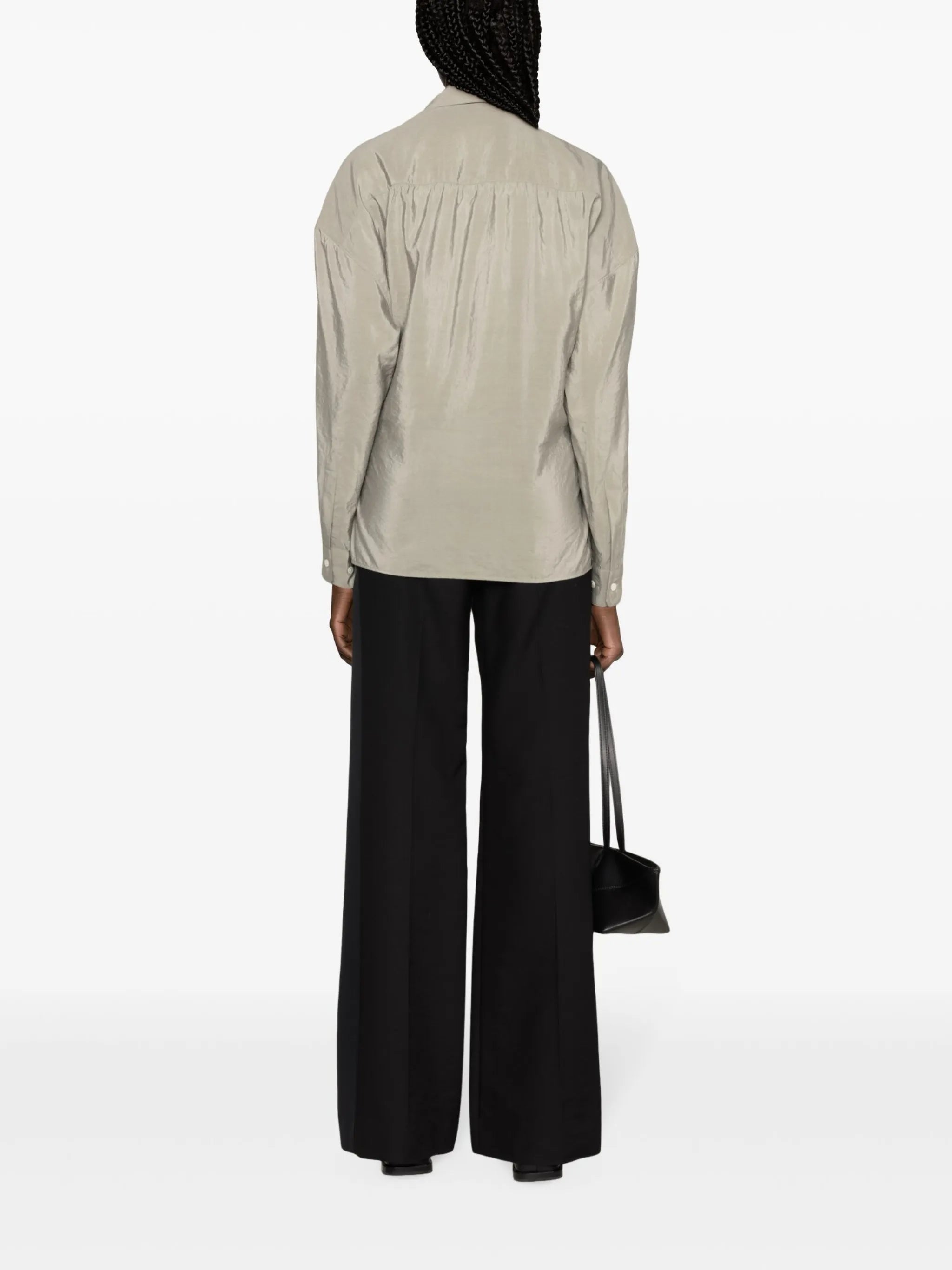straight-collar twisted shirt