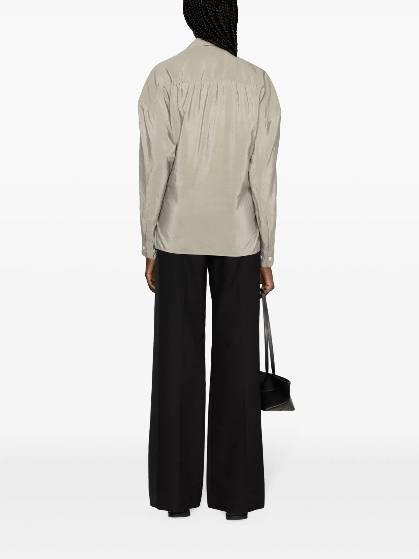straight-collar twisted shirt