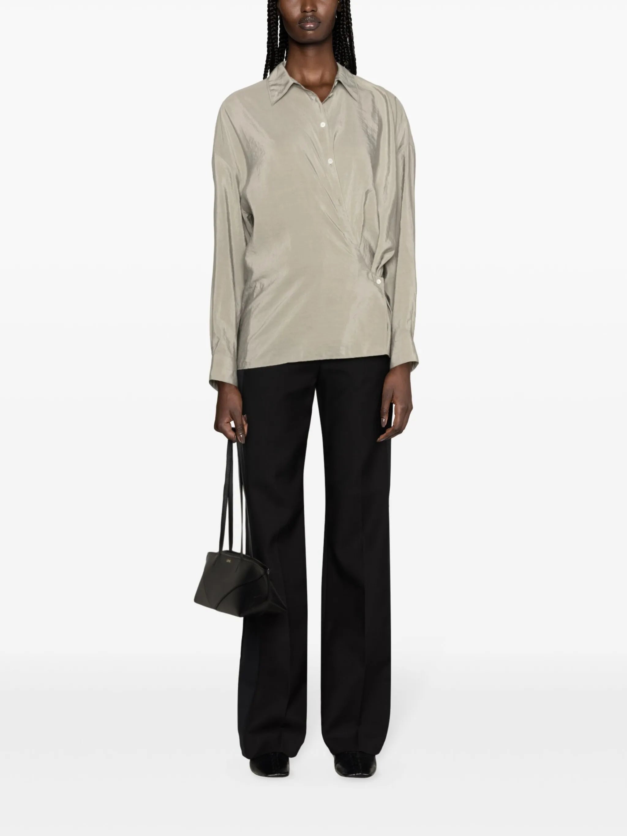 straight-collar twisted shirt