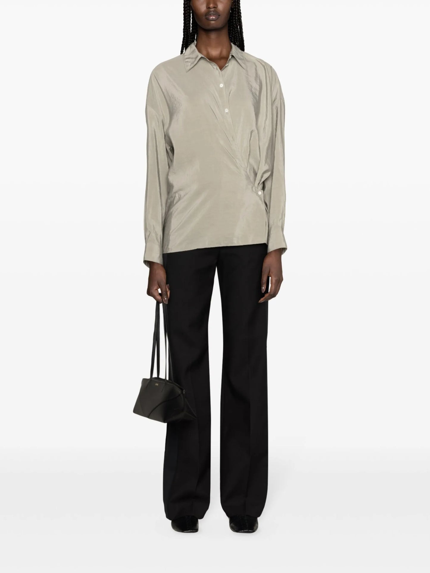 straight-collar twisted shirt