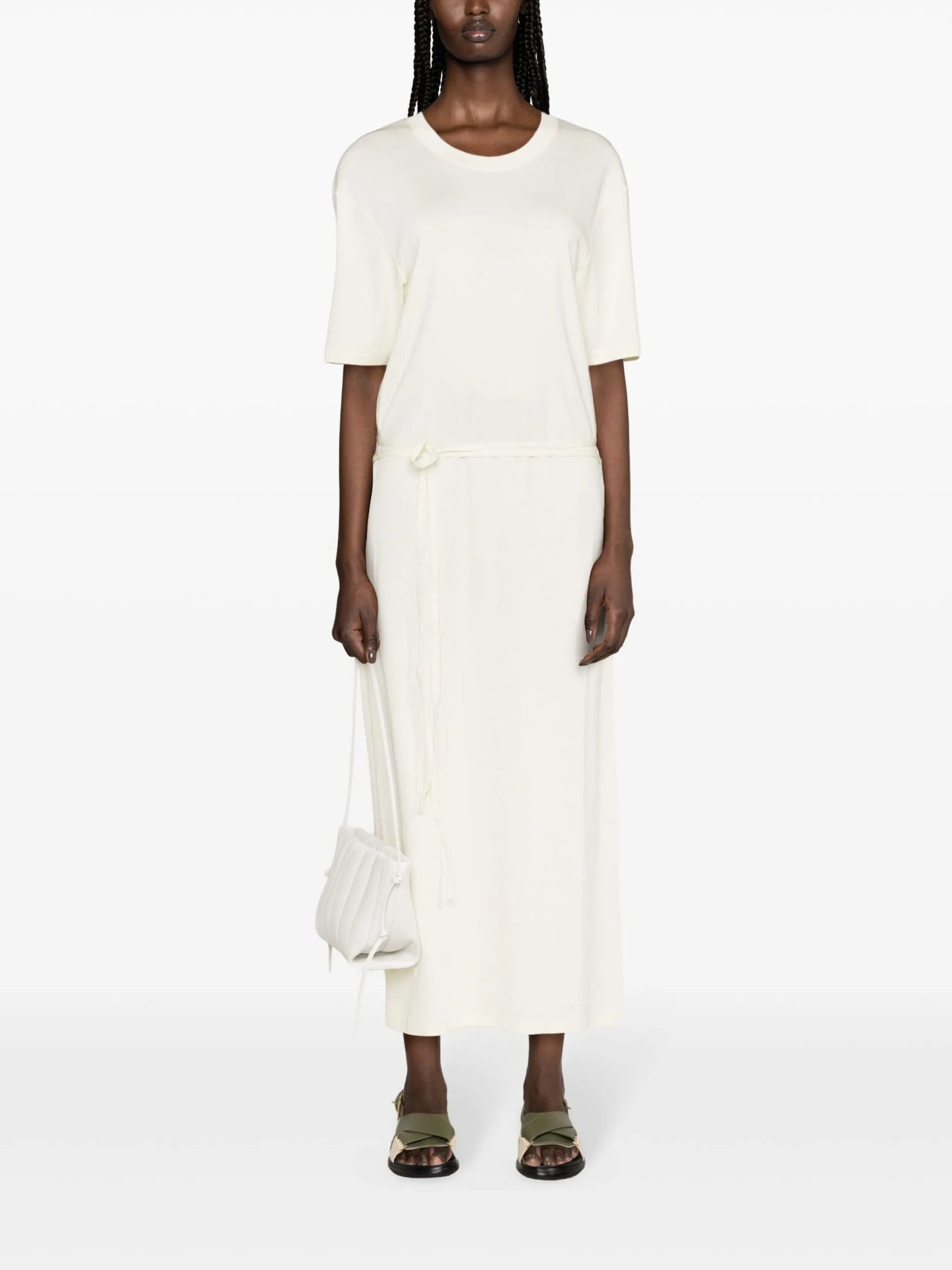 belted T-shirt maxi dress