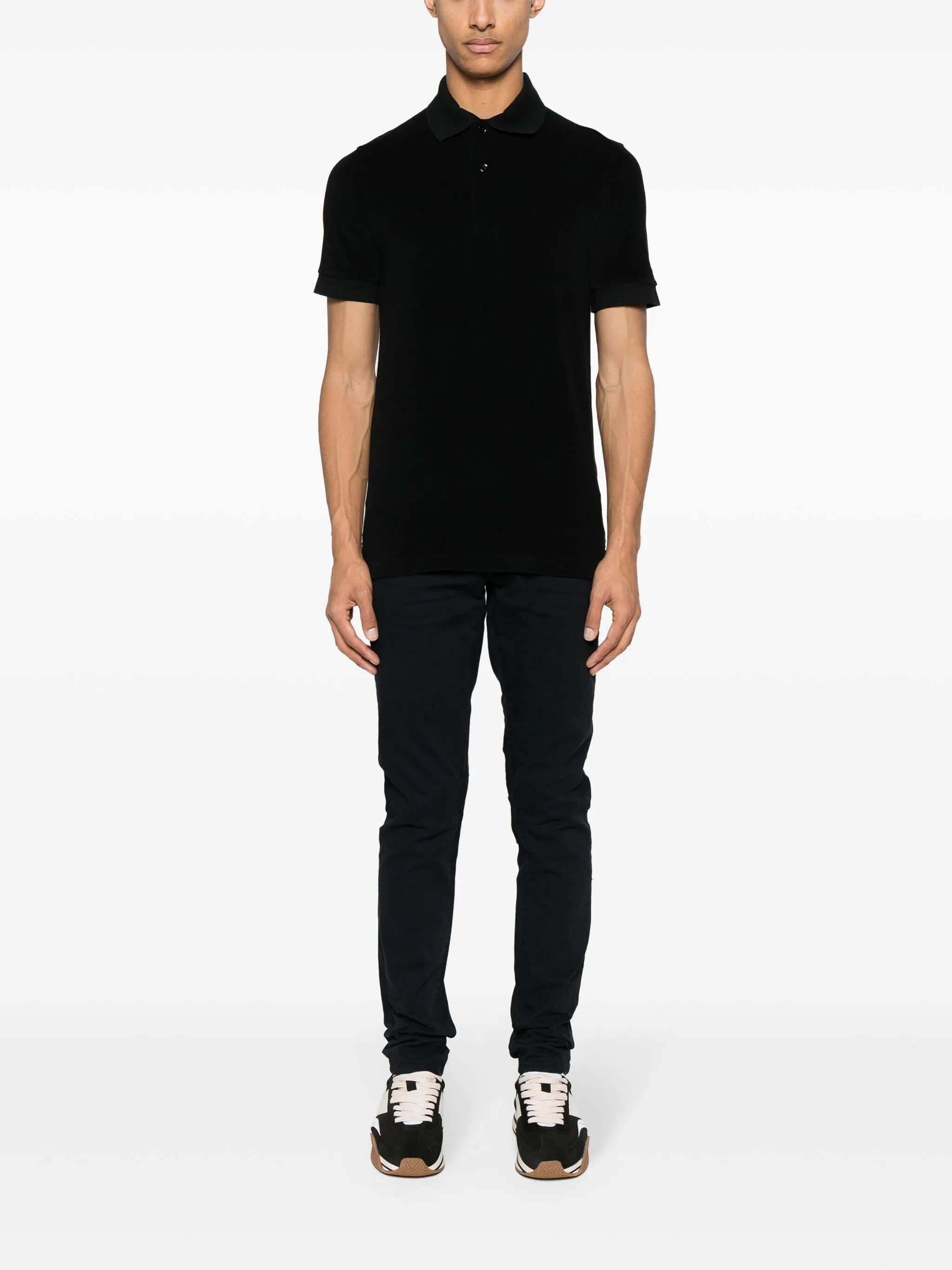 towelling cotton-blend polo shirt