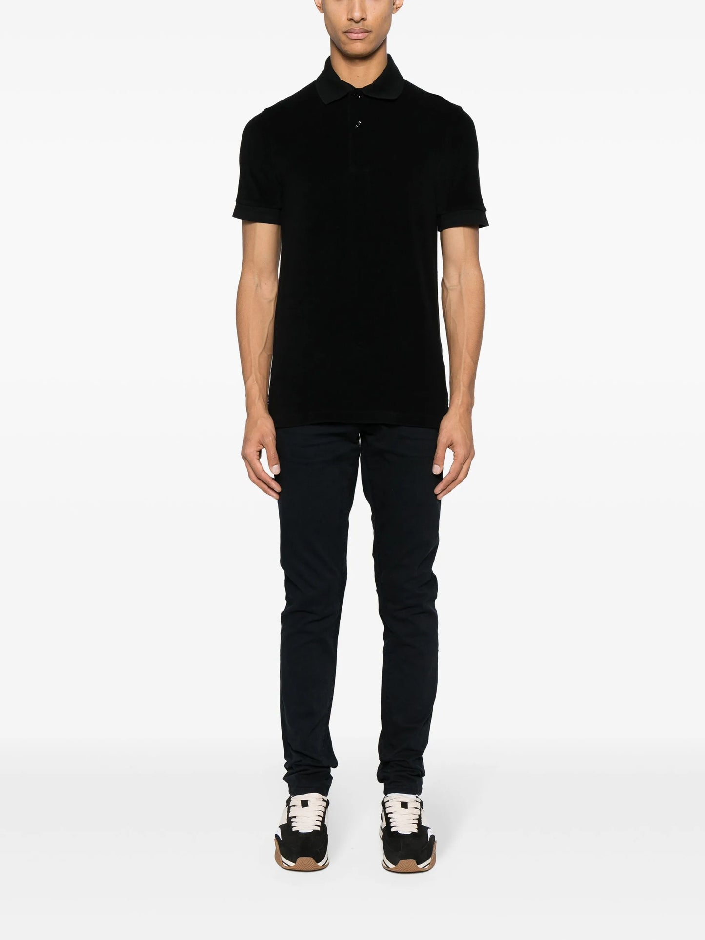 towelling cotton-blend polo shirt