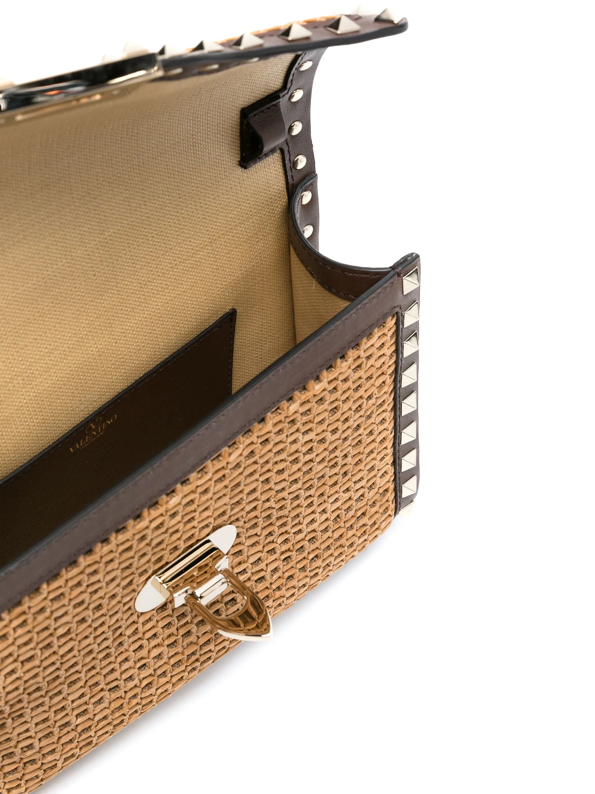 small Rockstud raffia shoulder bag
