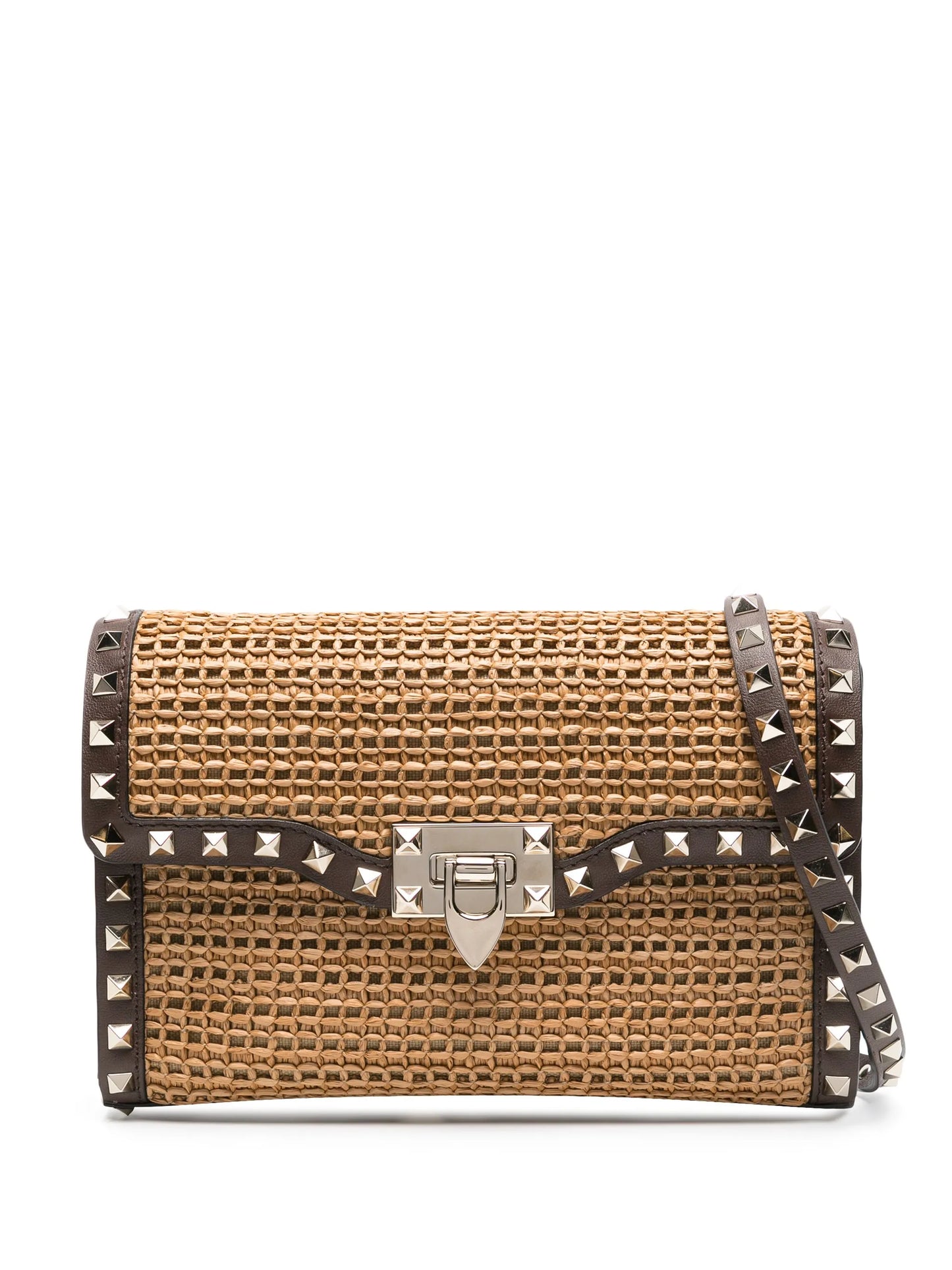 small Rockstud raffia shoulder bag