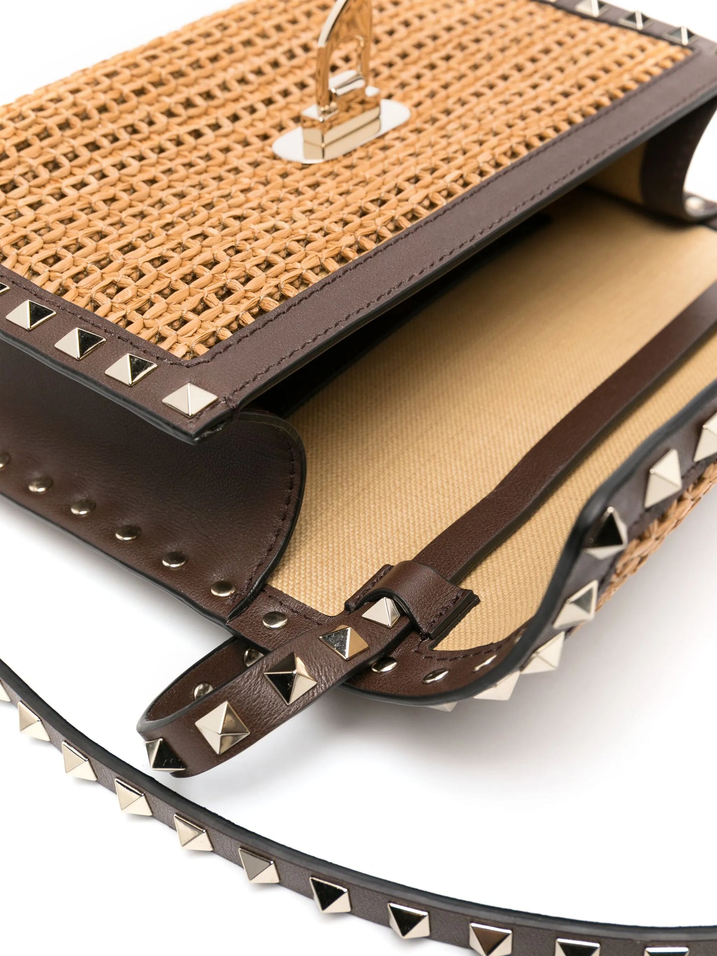 small Rockstud raffia shoulder bag