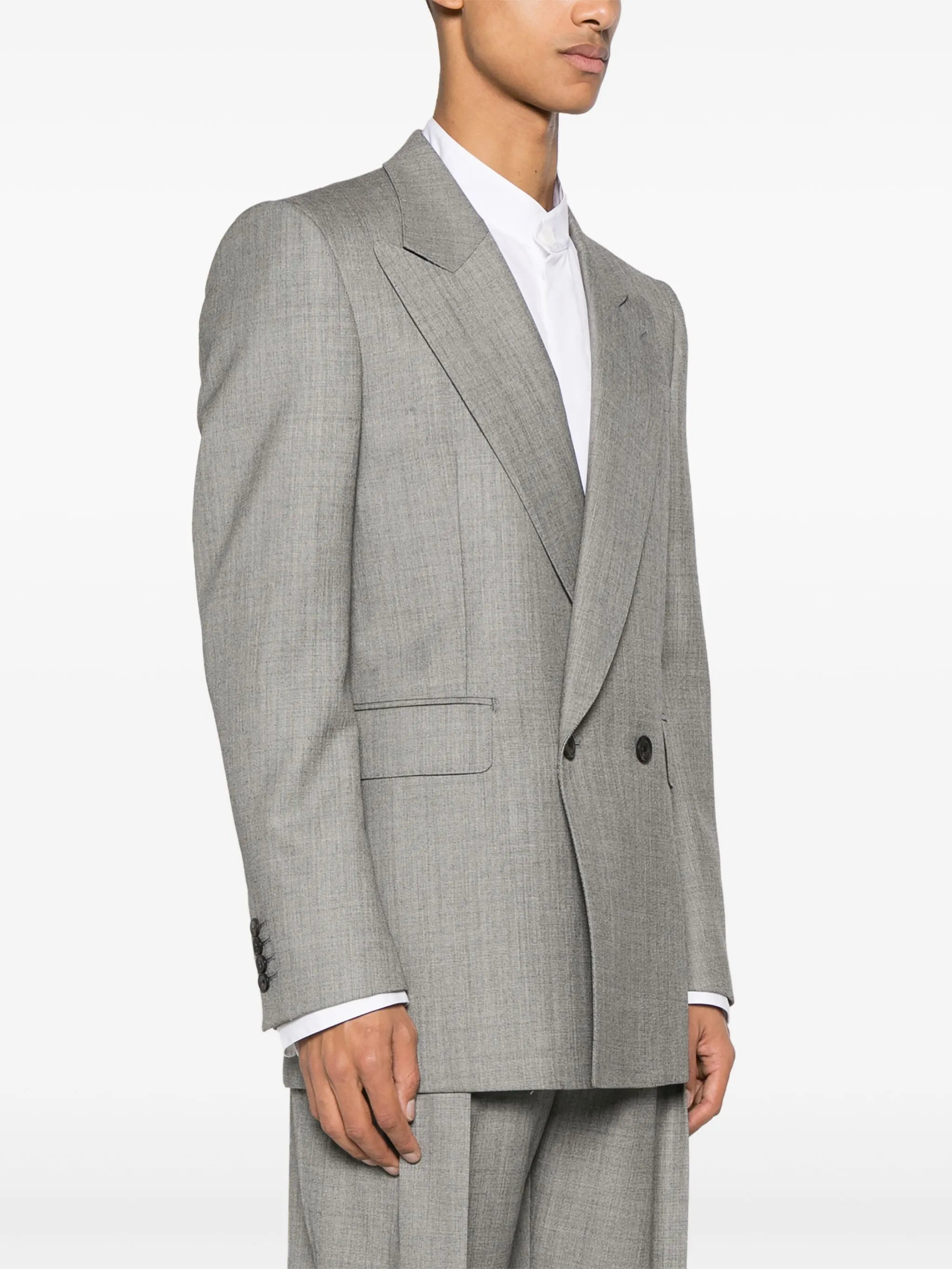 double-breasted wool blazer