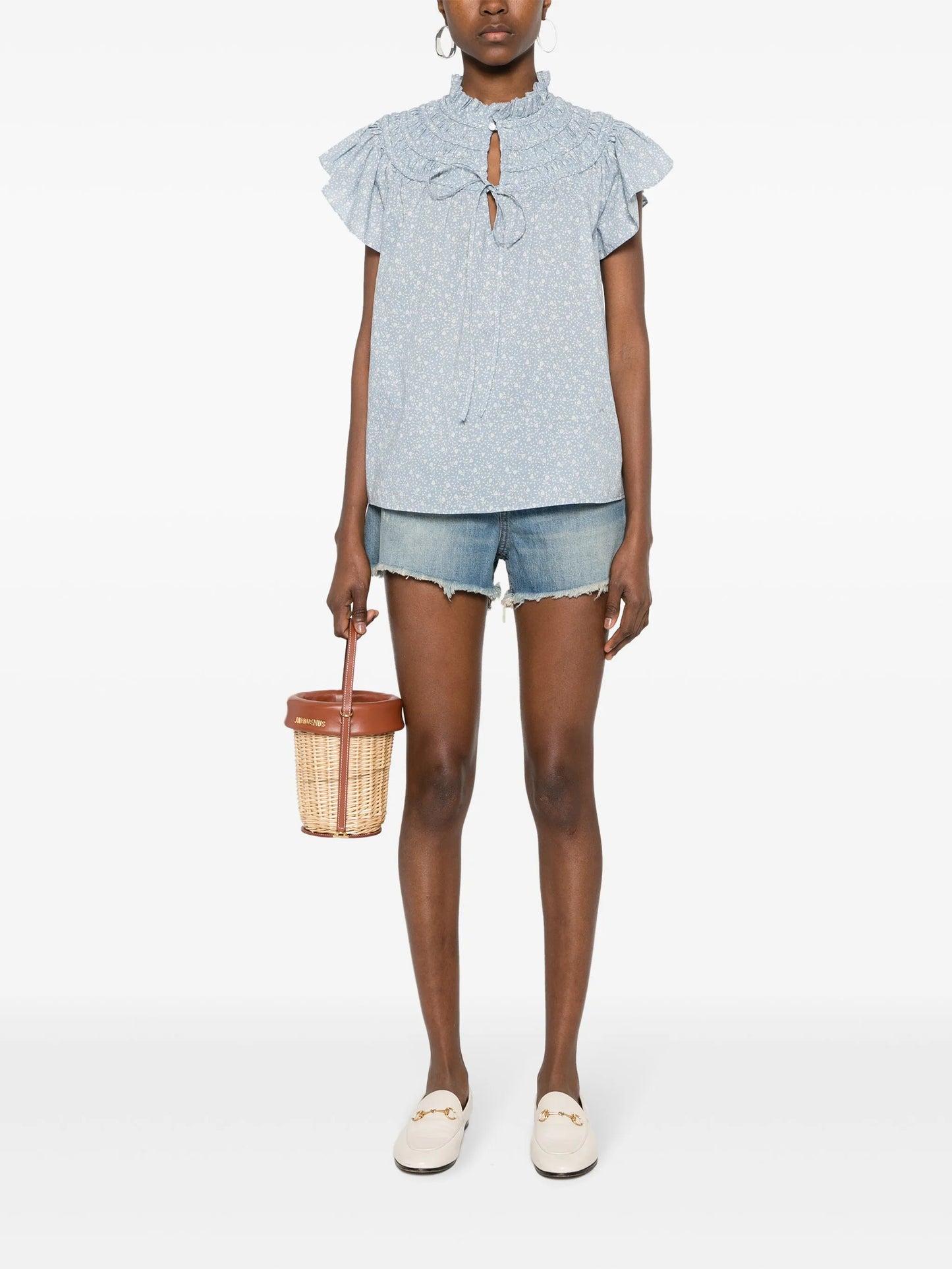 denim mini shorts