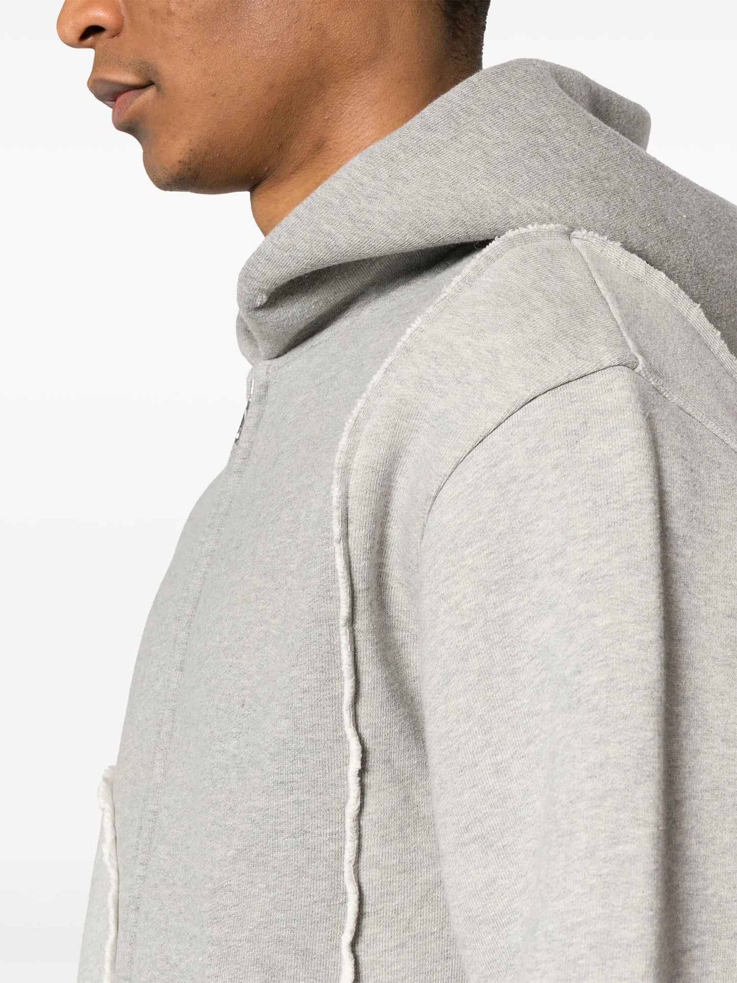 frayed-brim hooded jacket