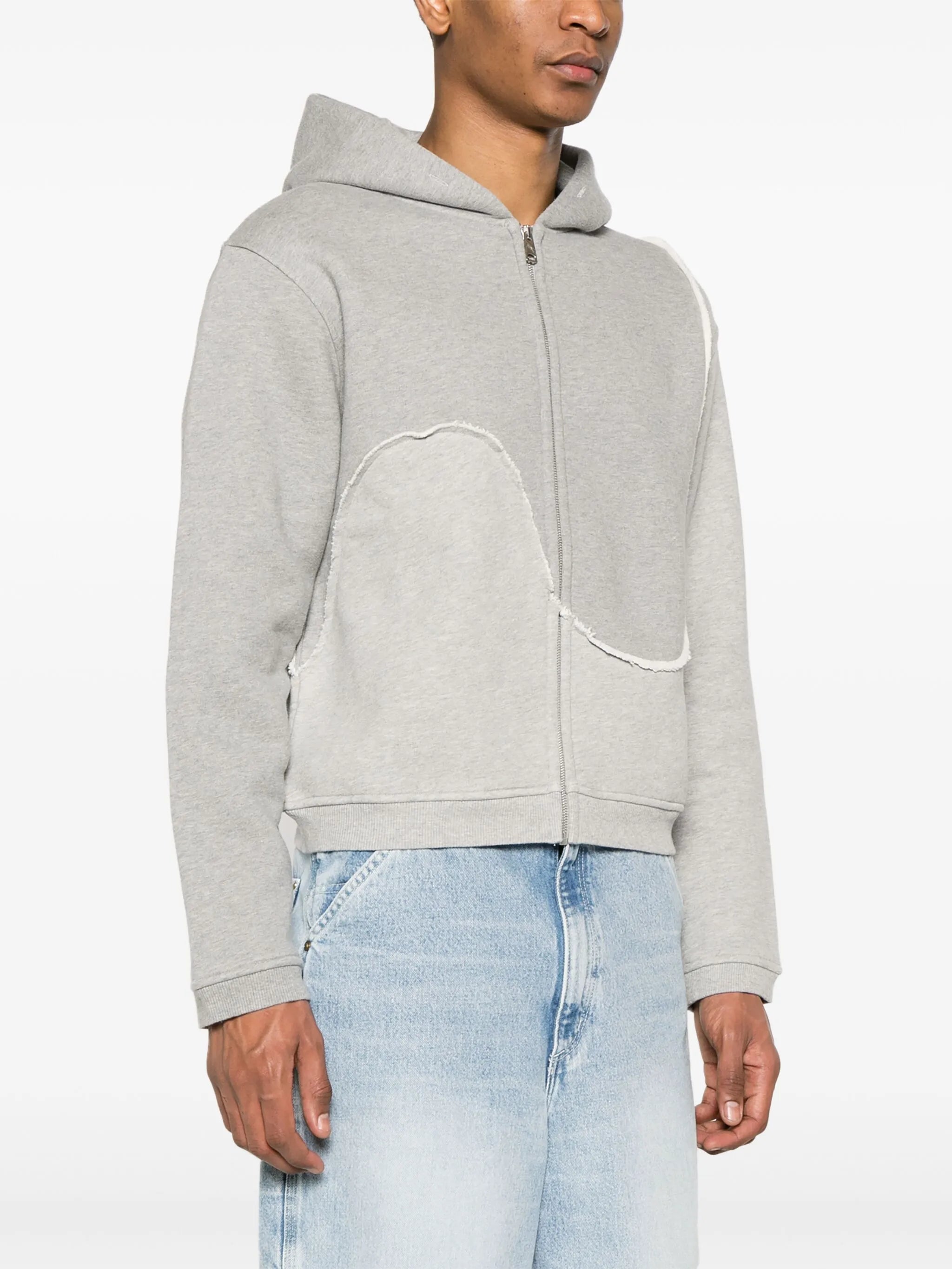 frayed-brim hooded jacket