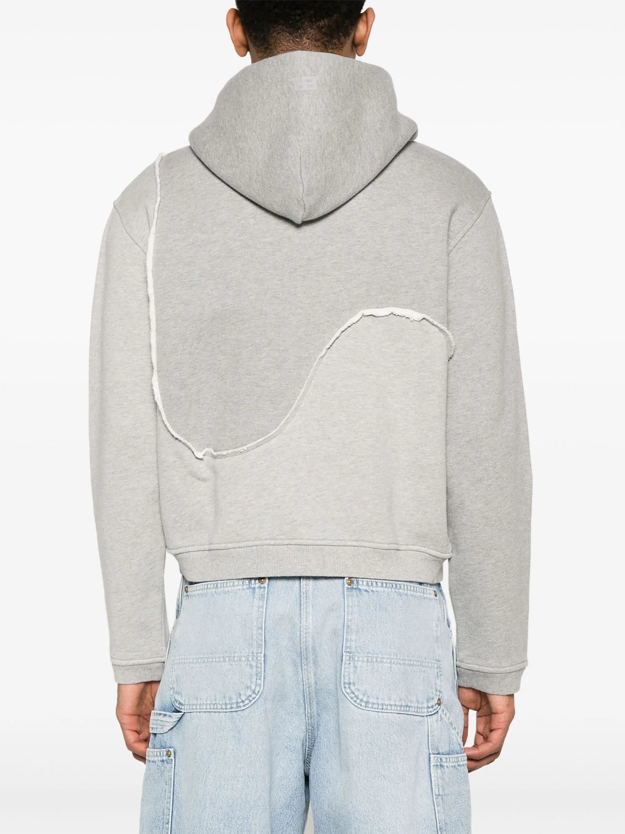frayed-brim hooded jacket