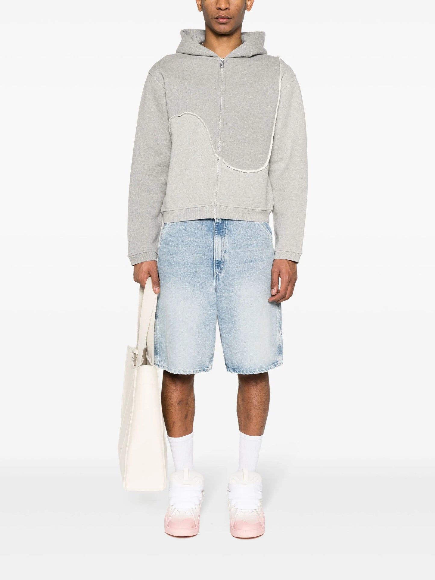 frayed-brim hooded jacket