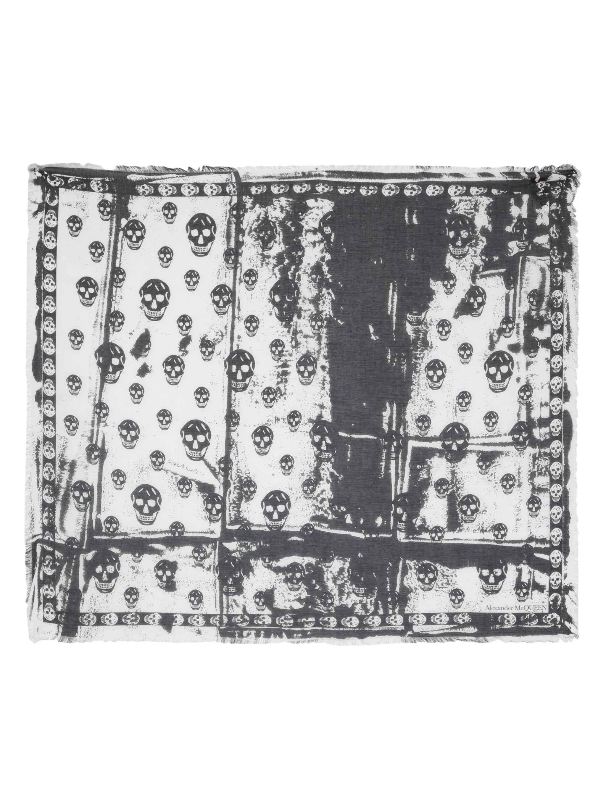 skull-print frayed scarf