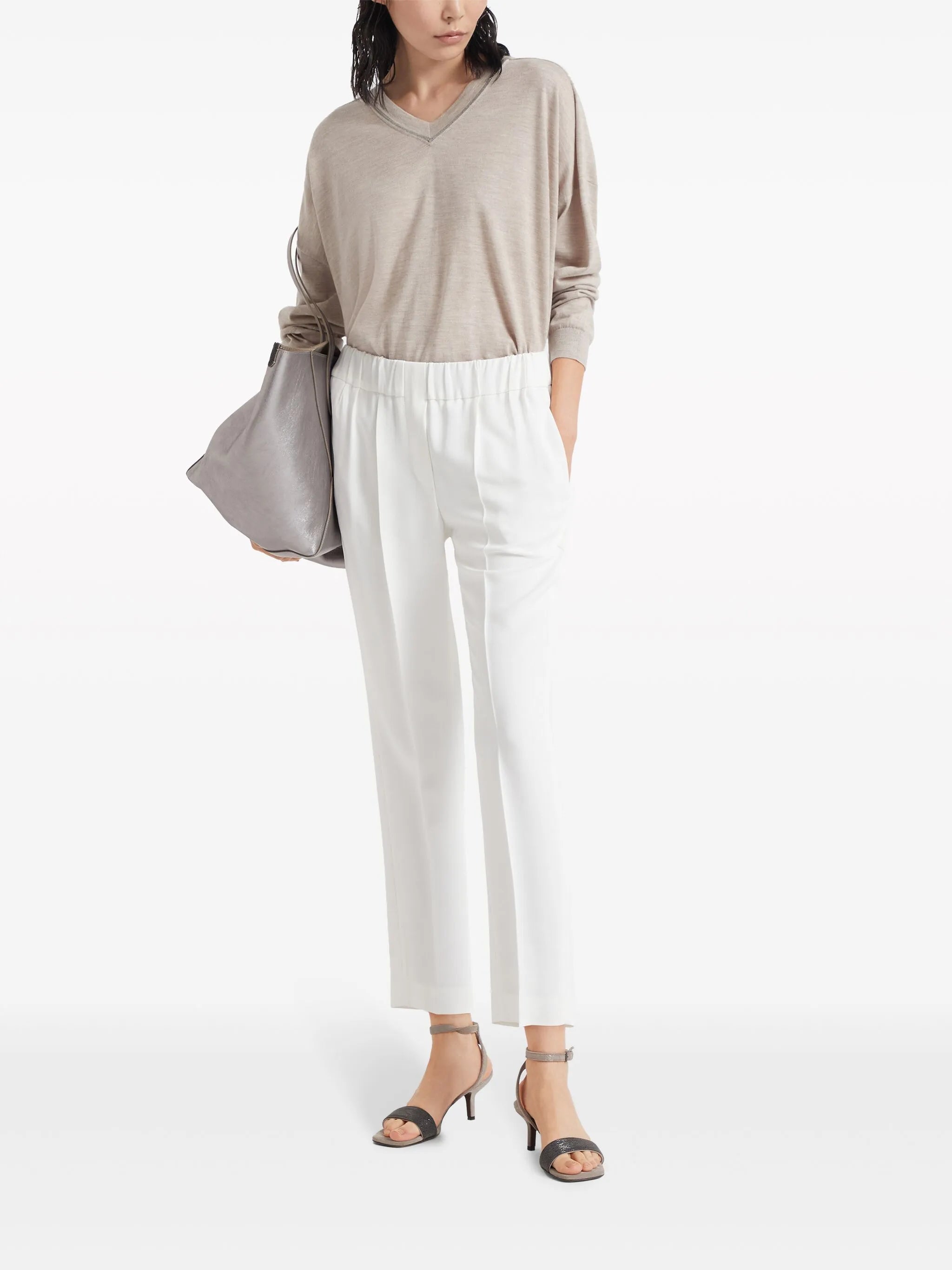 silk-blend cropped trousers