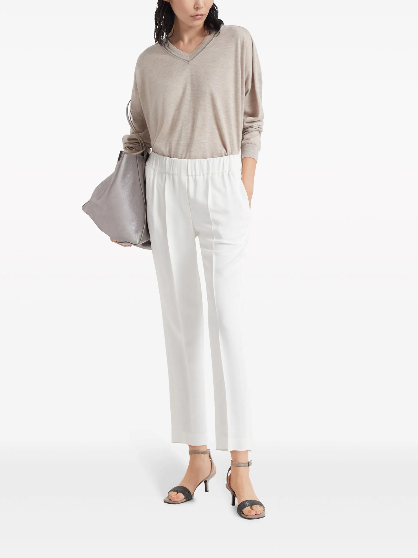 silk-blend cropped trousers