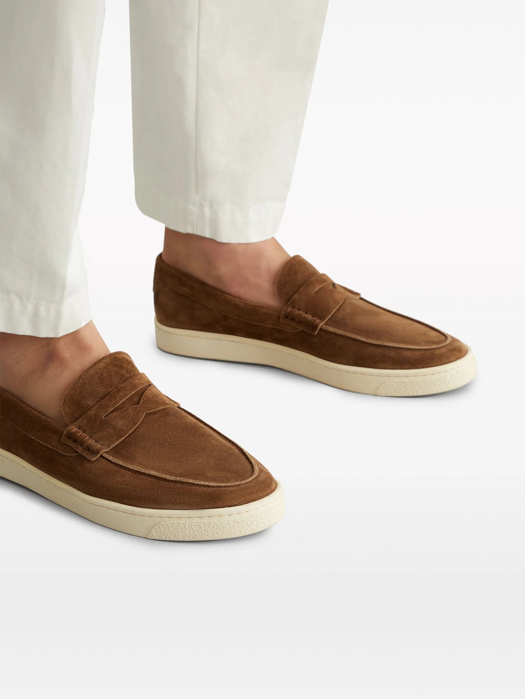 suede penny loafers