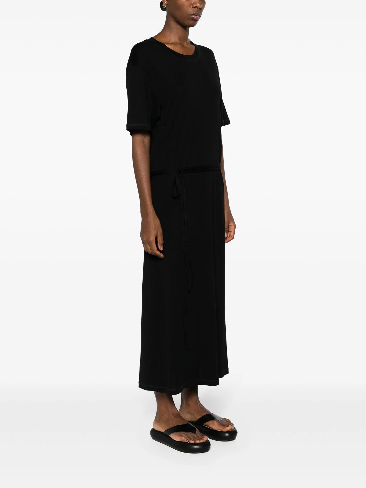 ribbed-knit belted maxi dress