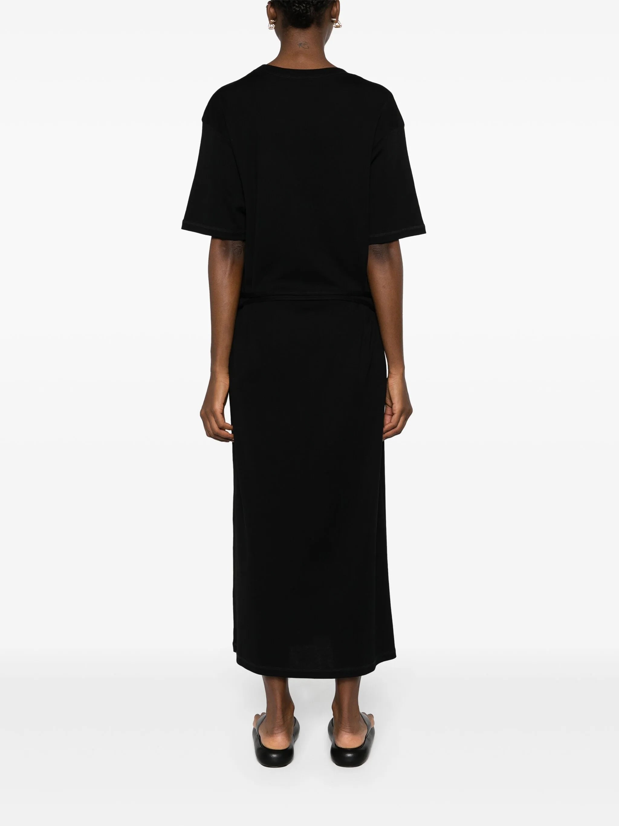 ribbed-knit belted maxi dress