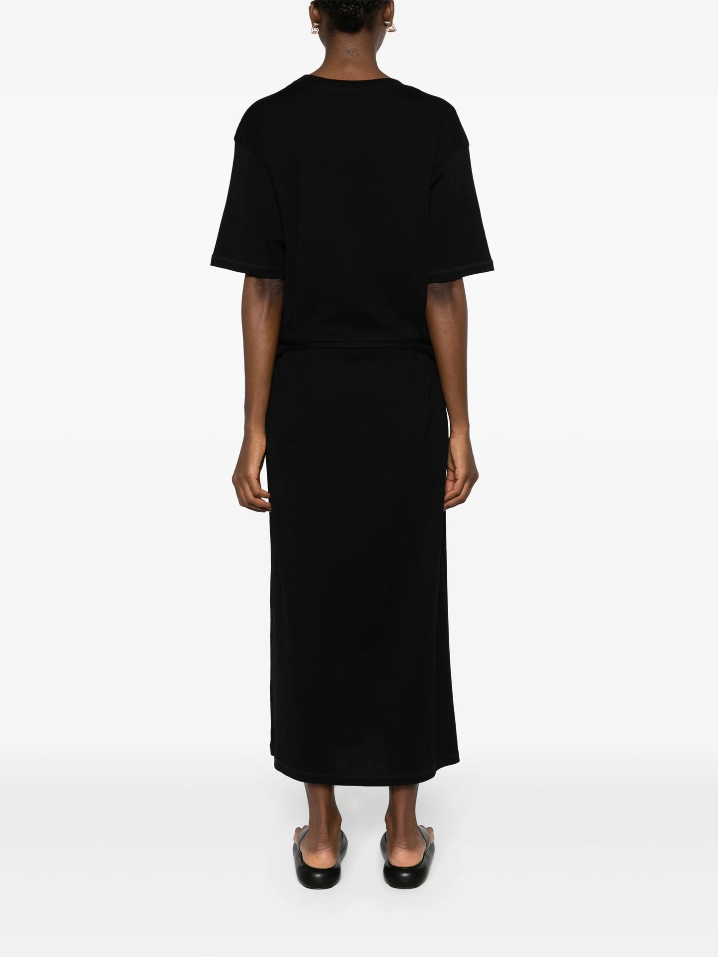 ribbed-knit belted maxi dress