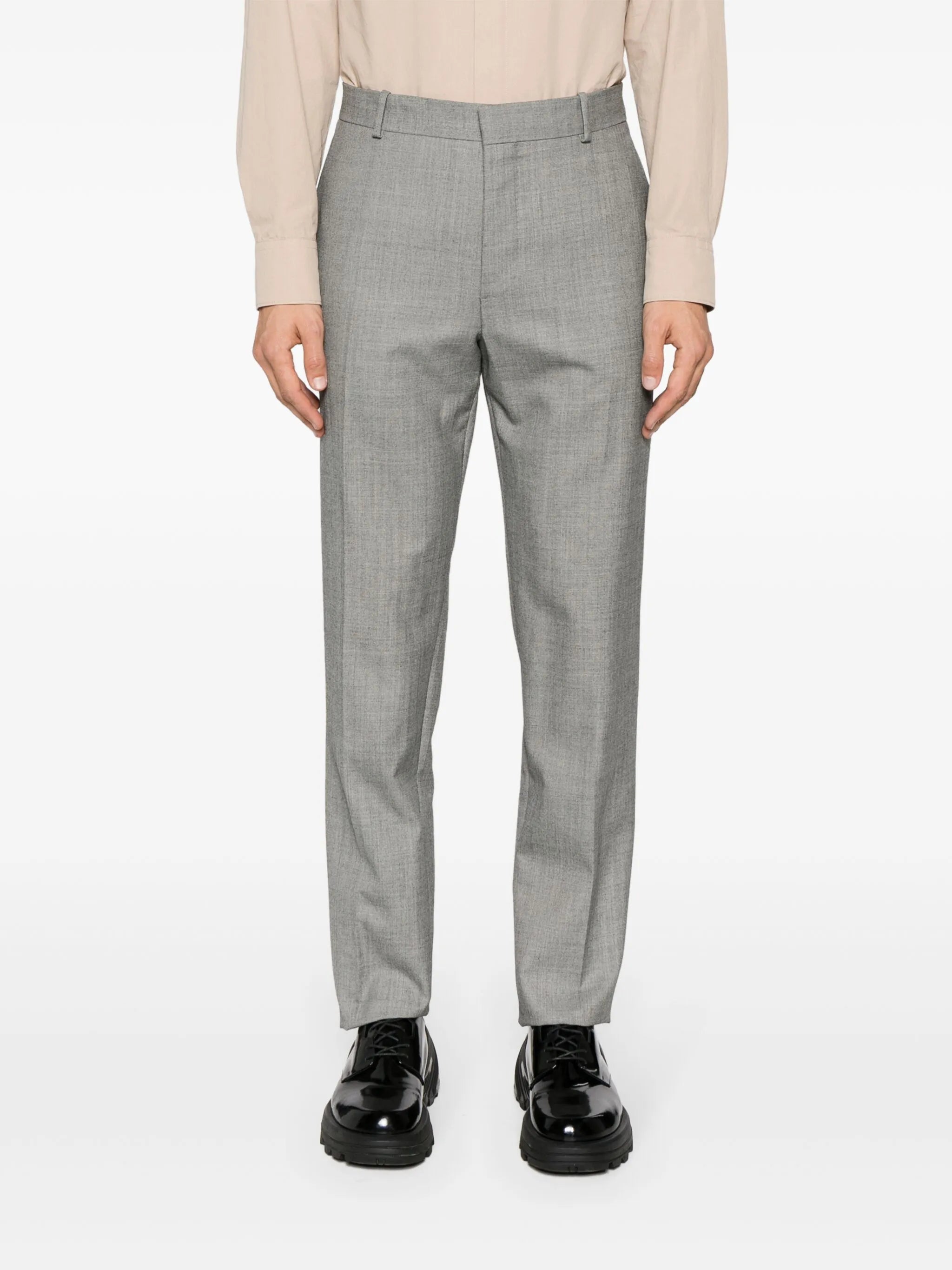 mid-rise wool tailored trousers