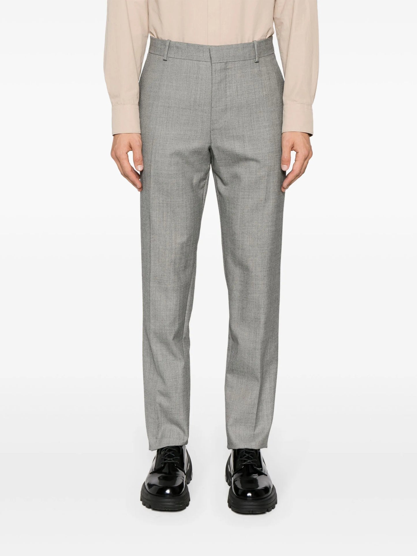 mid-rise wool tailored trousers