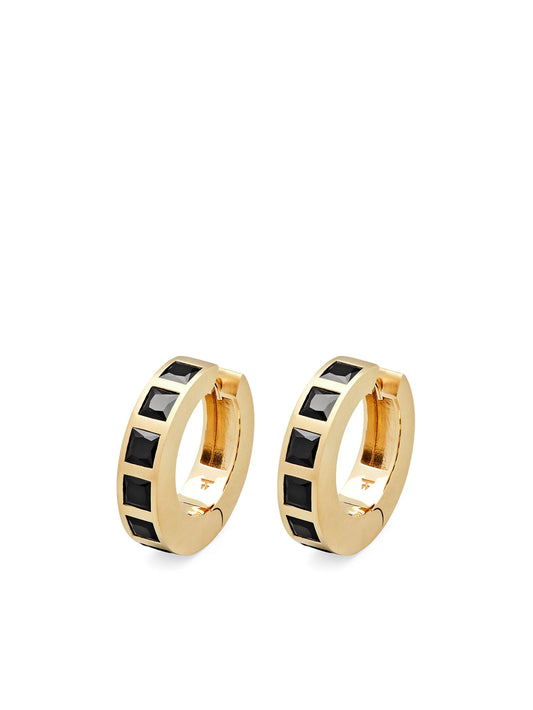9kt yellow gold Arch Square onyx hoop earrings