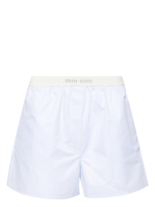 logo-waistband striped pajama shorts