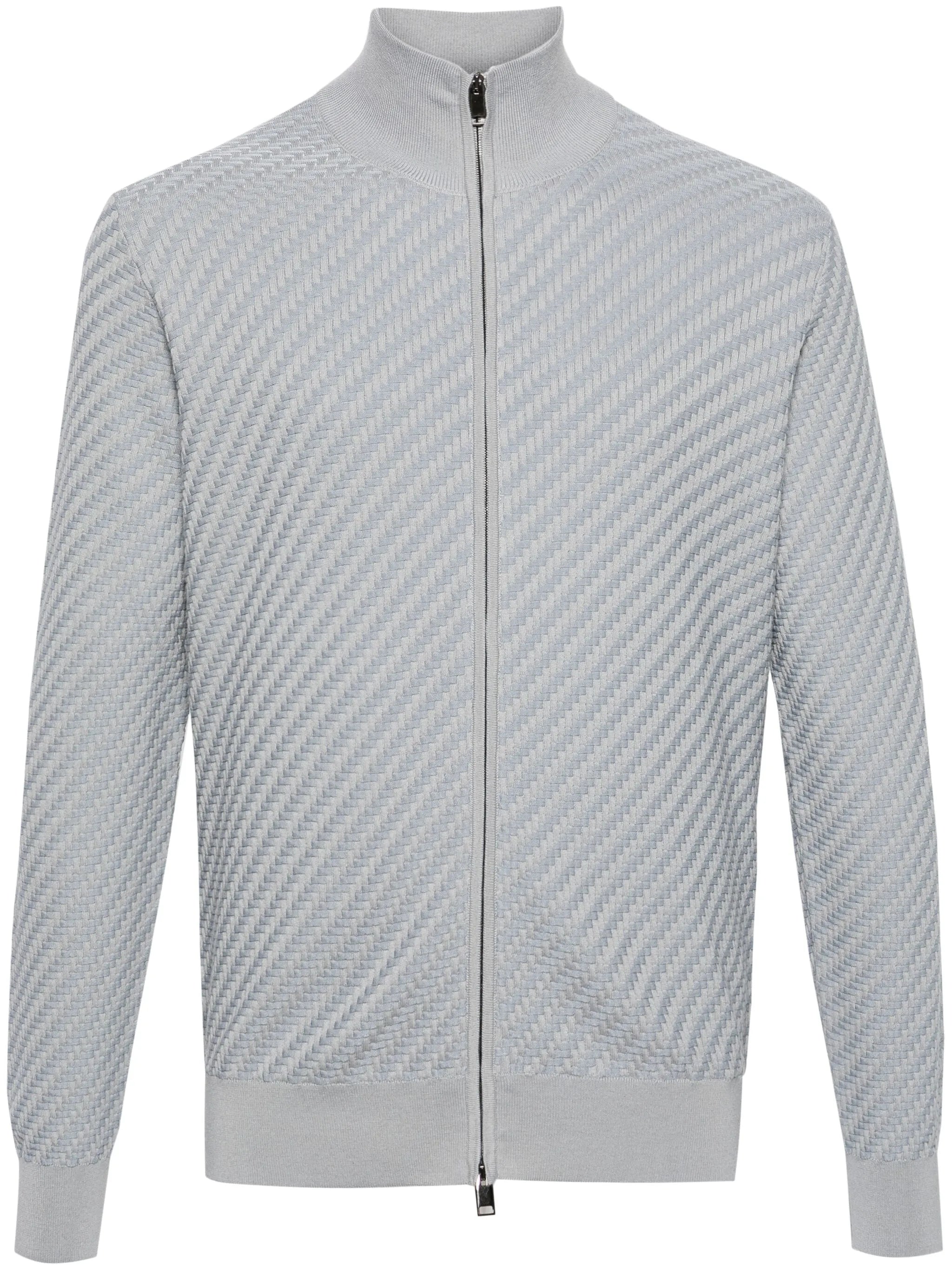 3D-knit zipped cardigan