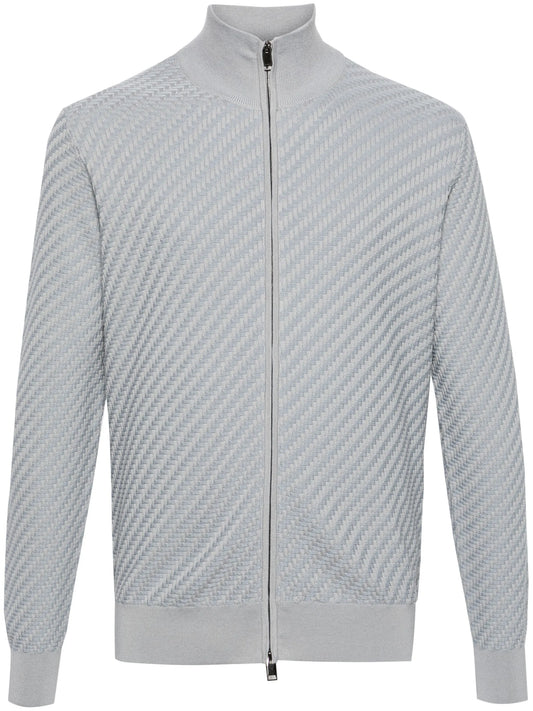 3D-knit zipped cardigan