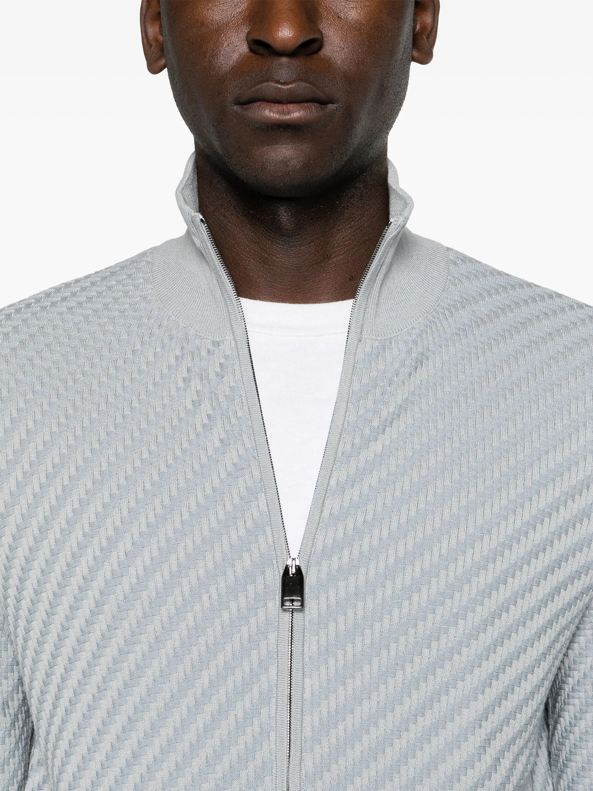 3D-knit zipped cardigan
