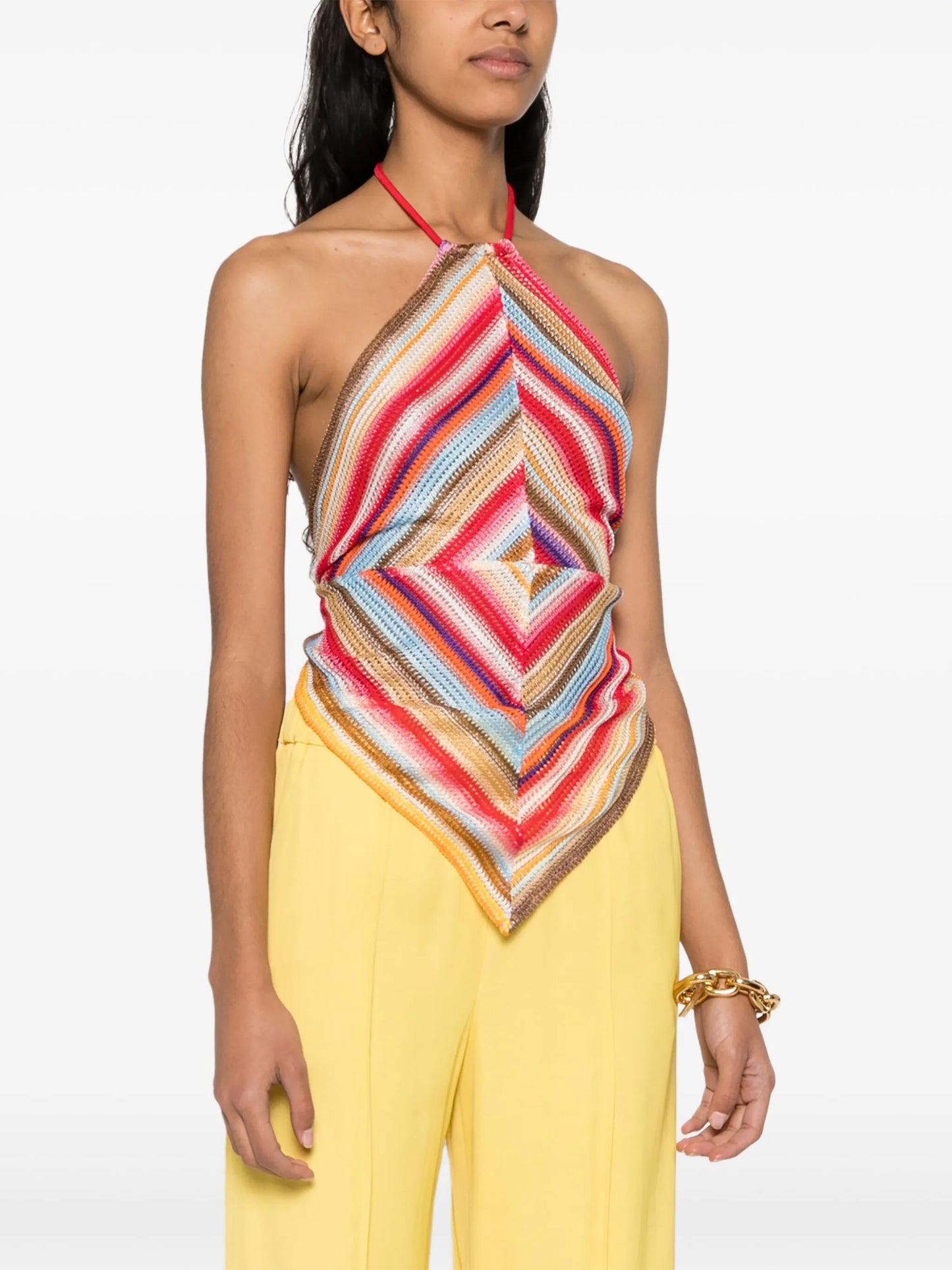 open-knit zigzag top