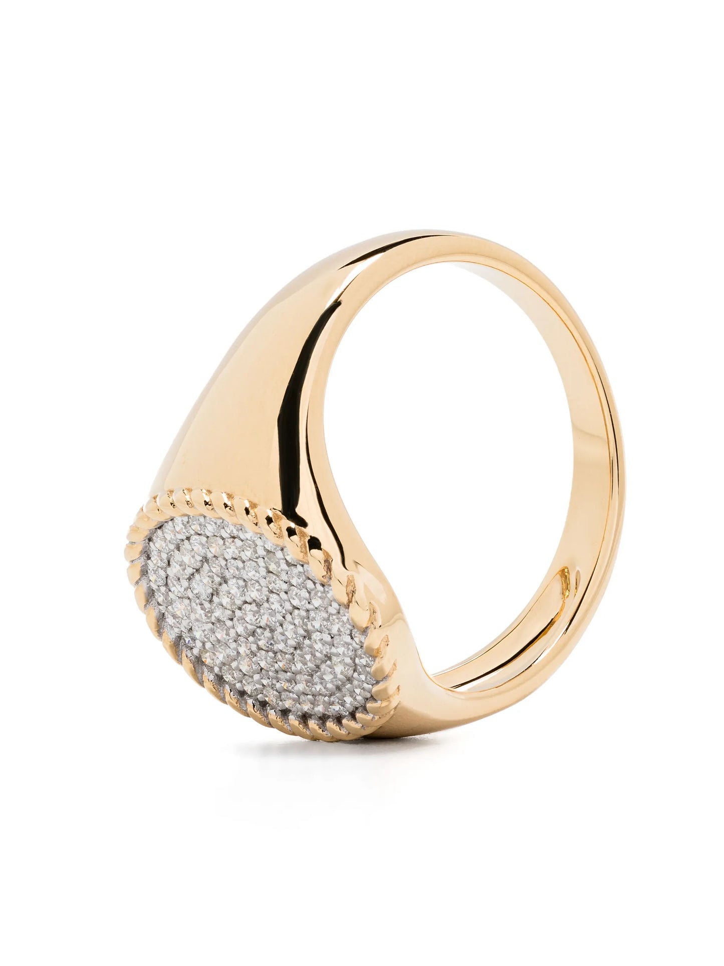 18kt yellow gold Chevalière Ovale diamond signet ring