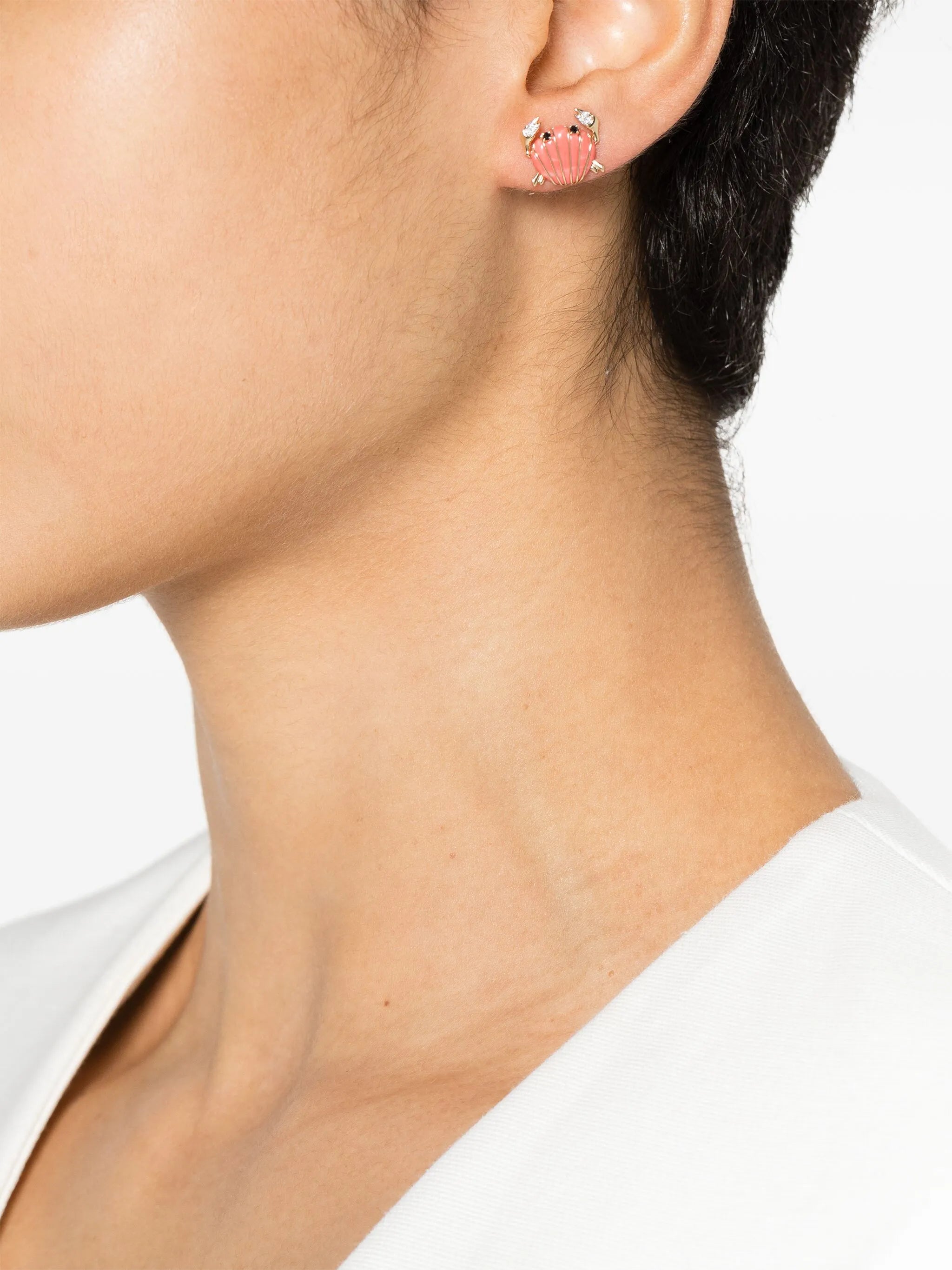 9kt gold Crab multi-stone earrings