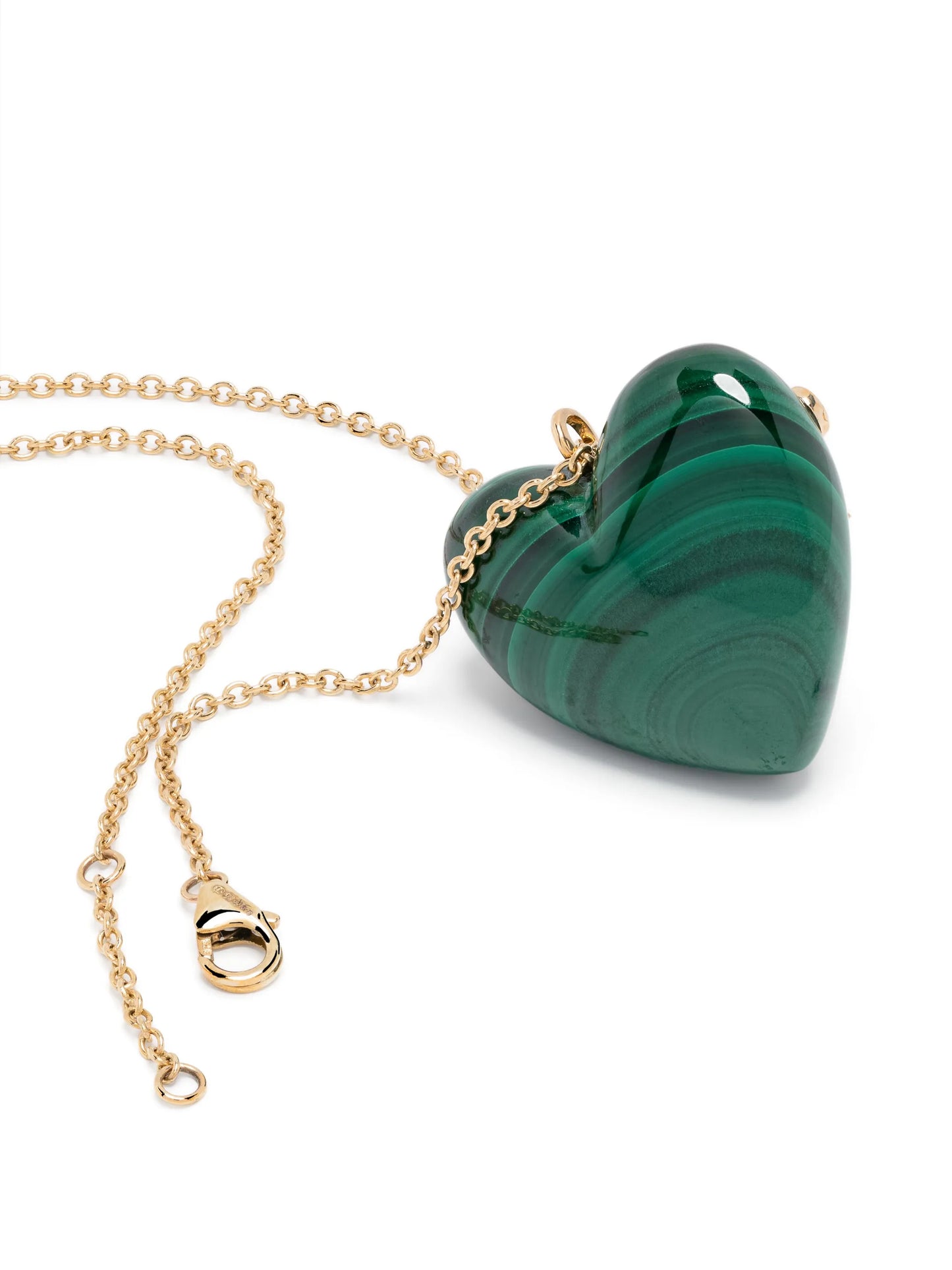 9kt yellow gold Confetti Heart topaz and malachite necklace