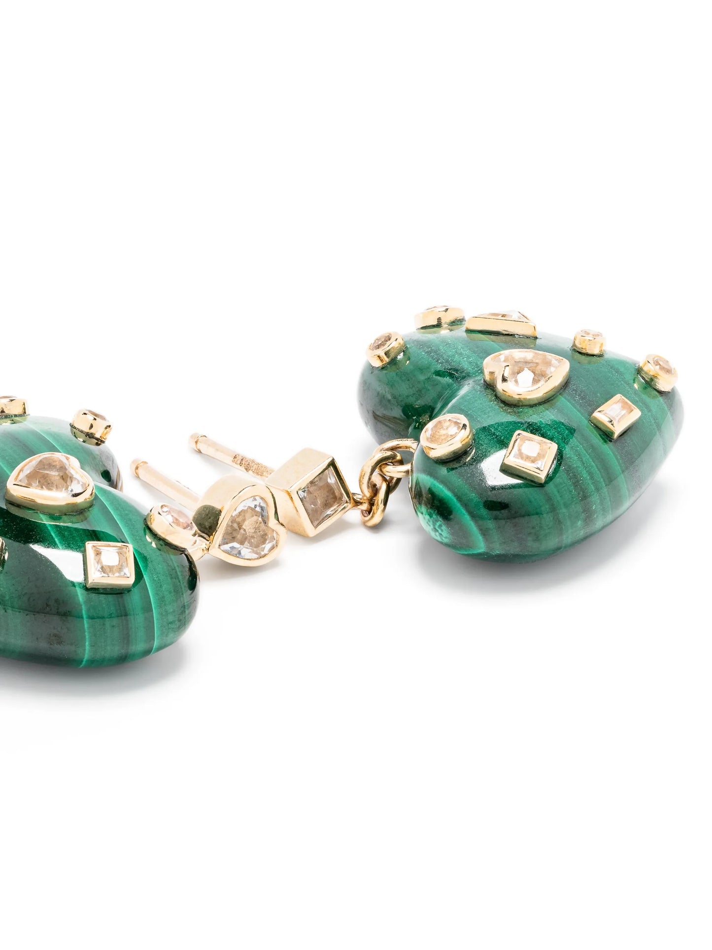 9kt yellow gold Confetti Heart topaz and malachite earrings