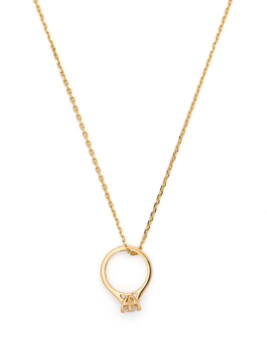 18kt yellow gold Pendentif Fiançailles diamond necklace