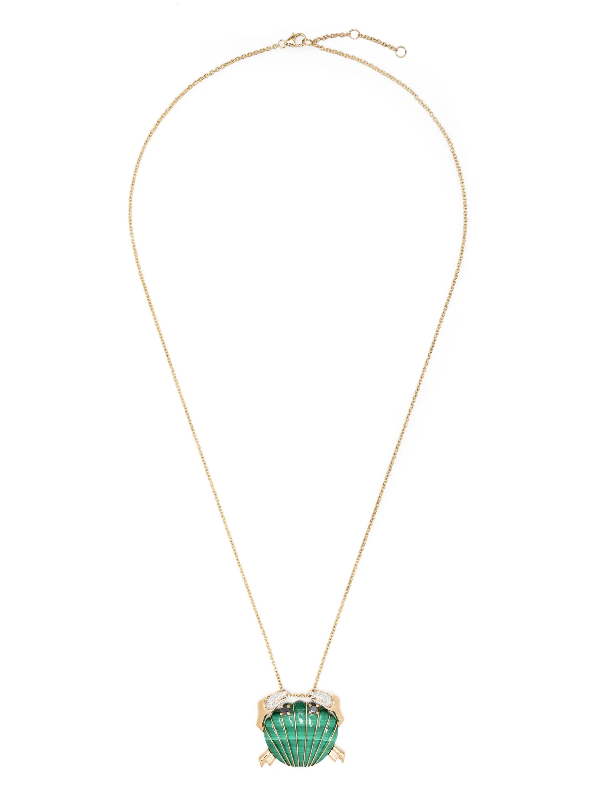 9kt gold Crab Pendant multi-stone necklace